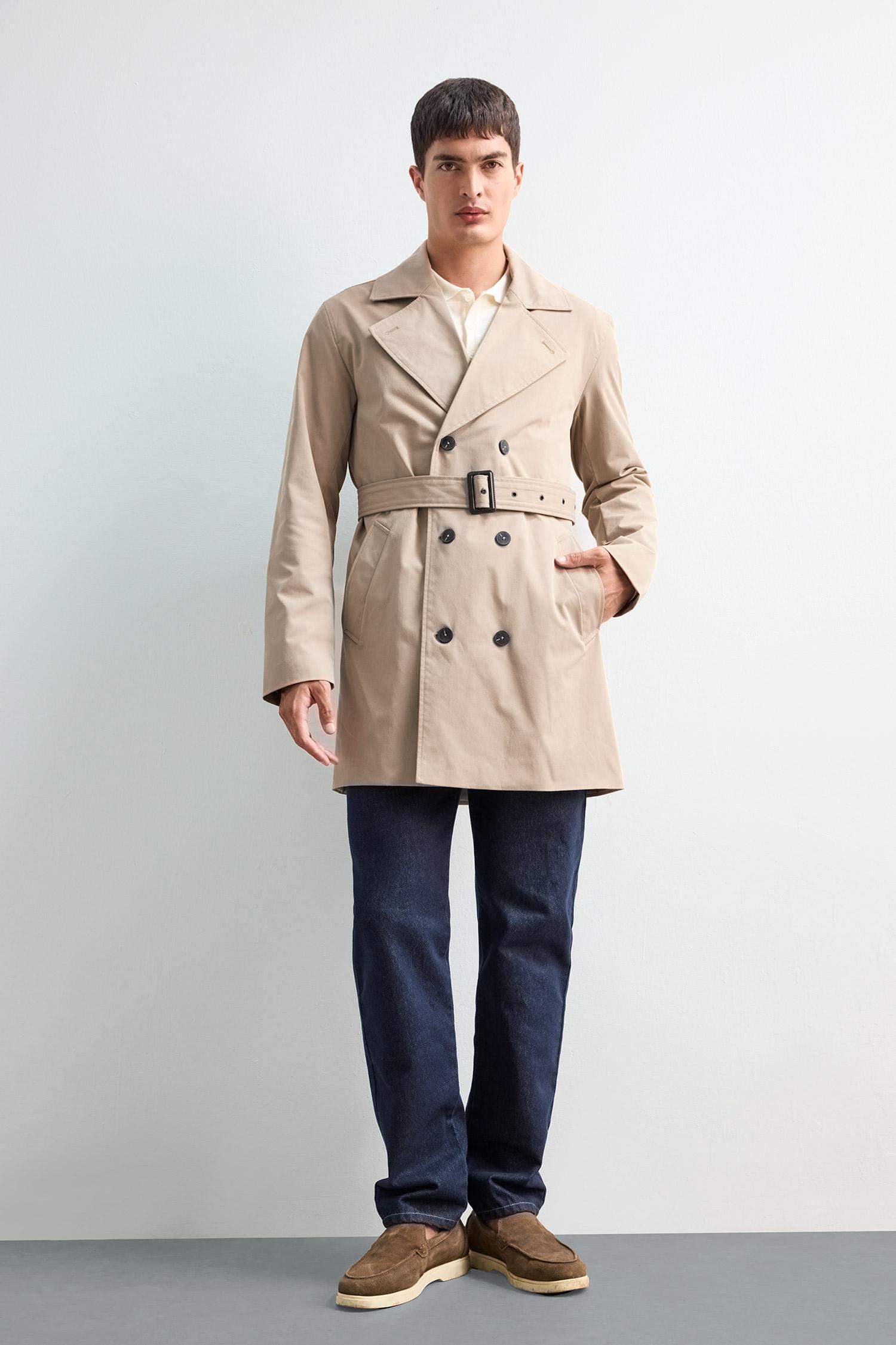 Slim Fit Dar Kesim Astarlı Düğmeli Cepli Kemerli Mevsimlik Baharlık Trençkot