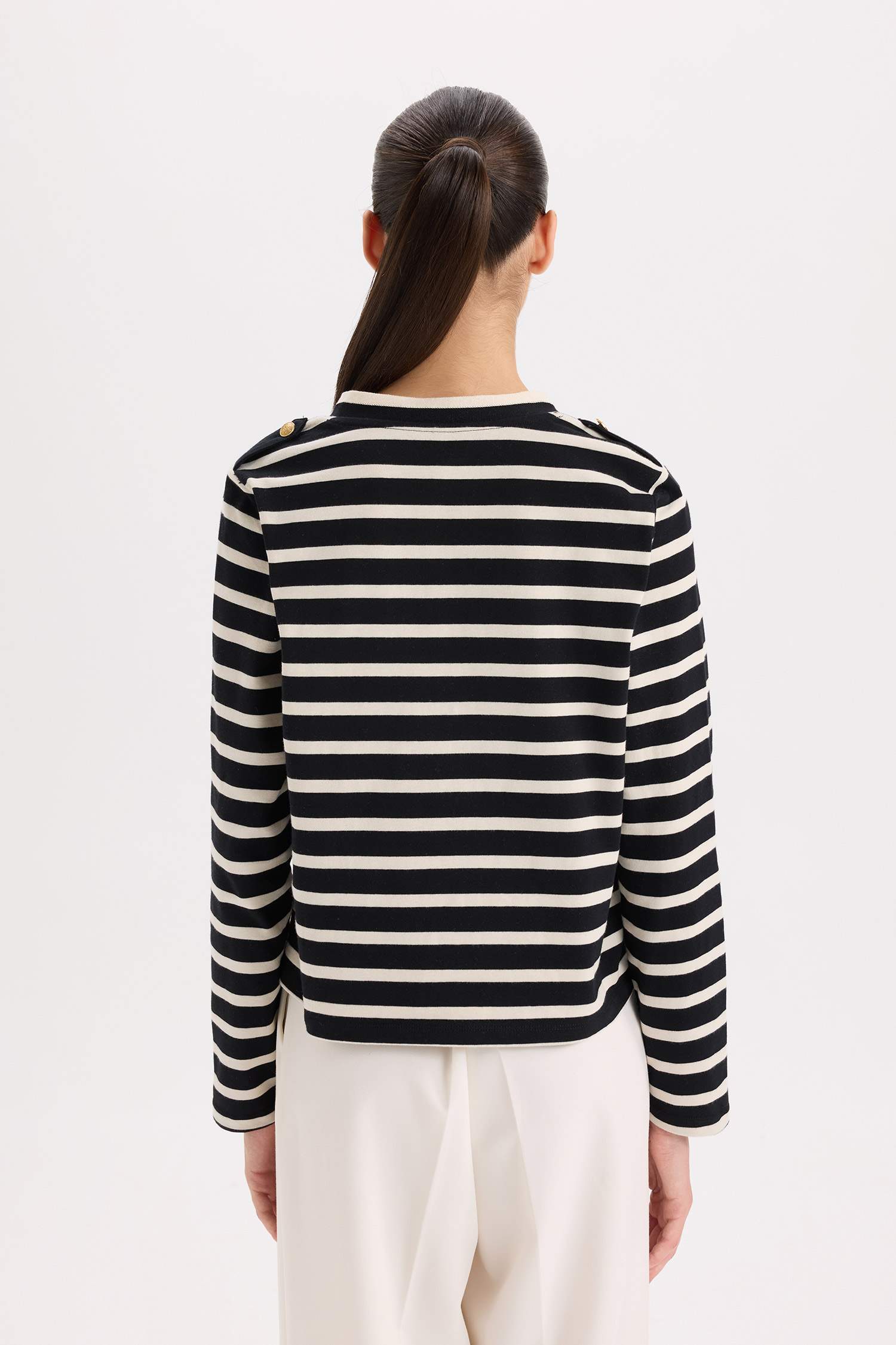 Regular Fit V Yaka Çizgili Fitilli Kaşkorse Düğmeli Hırka