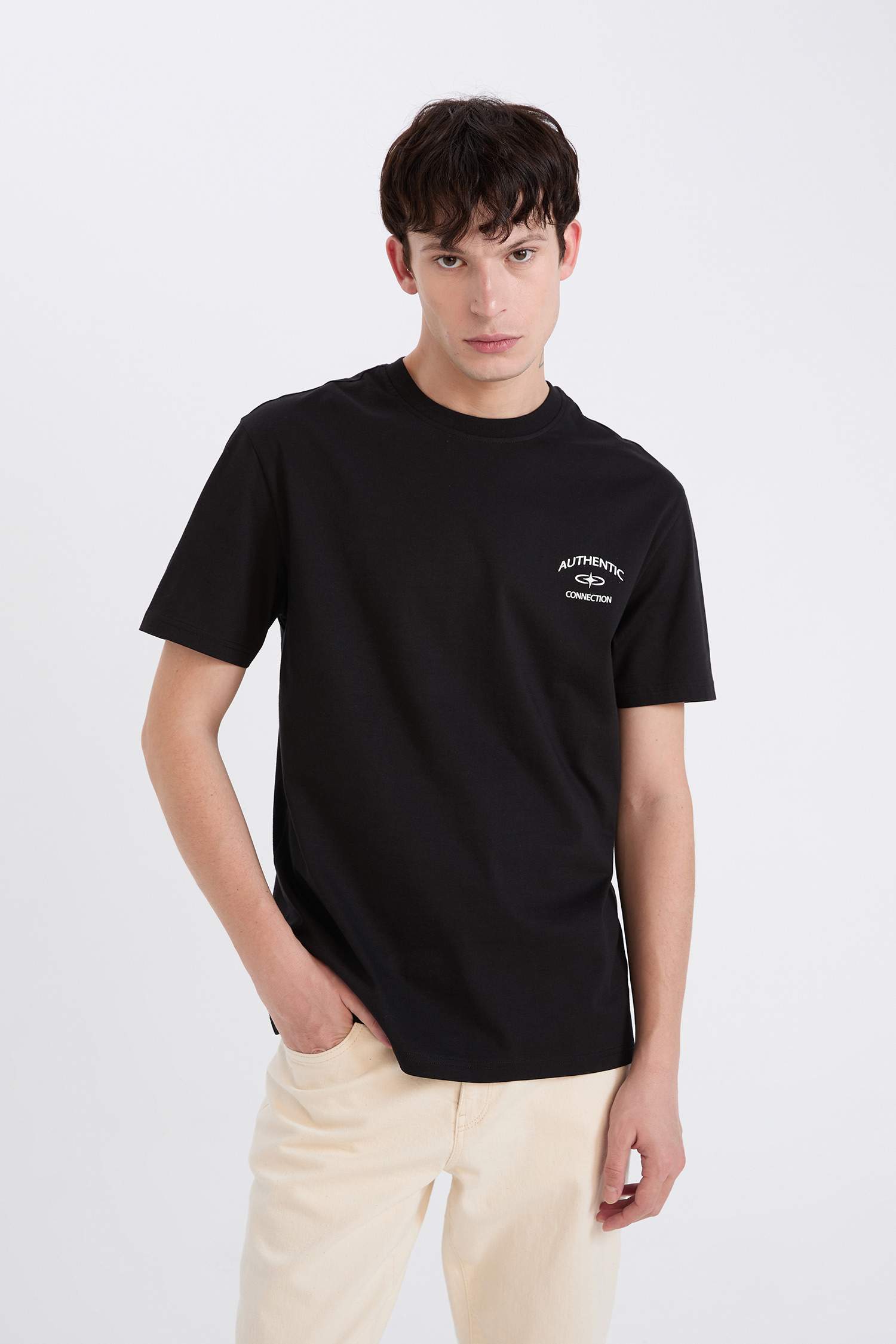 Regular Fit Crew Neck Printed Short Sleeve T-Shirt