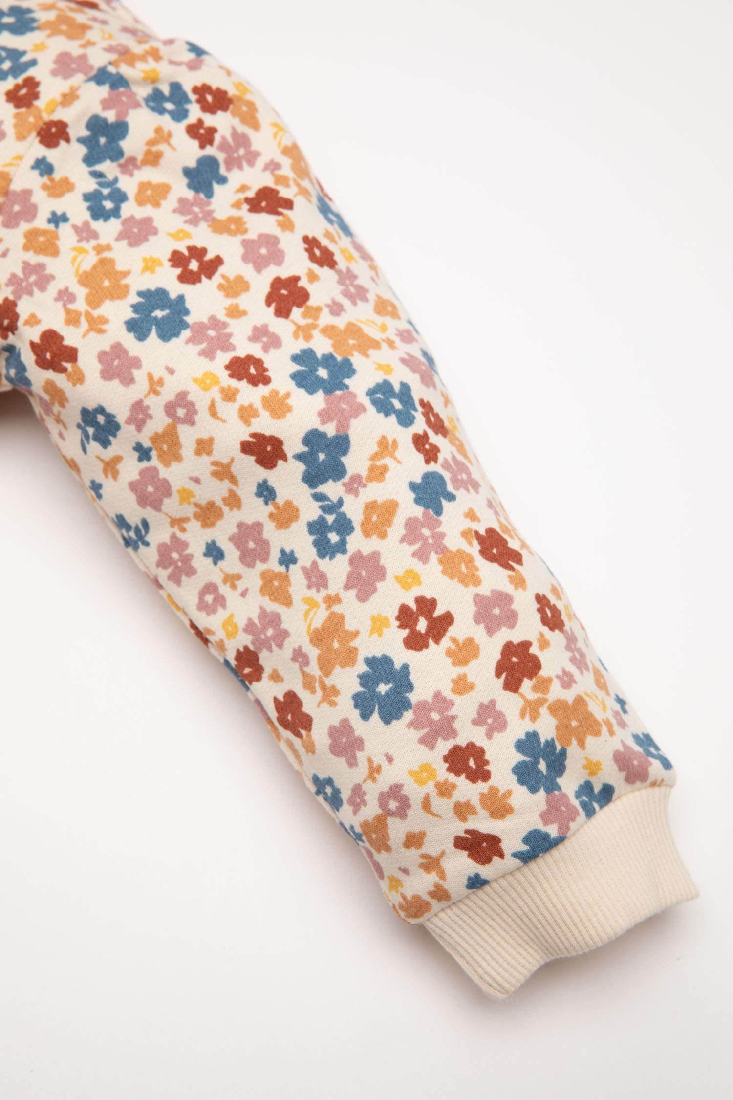 Kız Bebek Bisiklet Yaka Çiçekli İçi Yumuşak Tüylü Sweatshirt