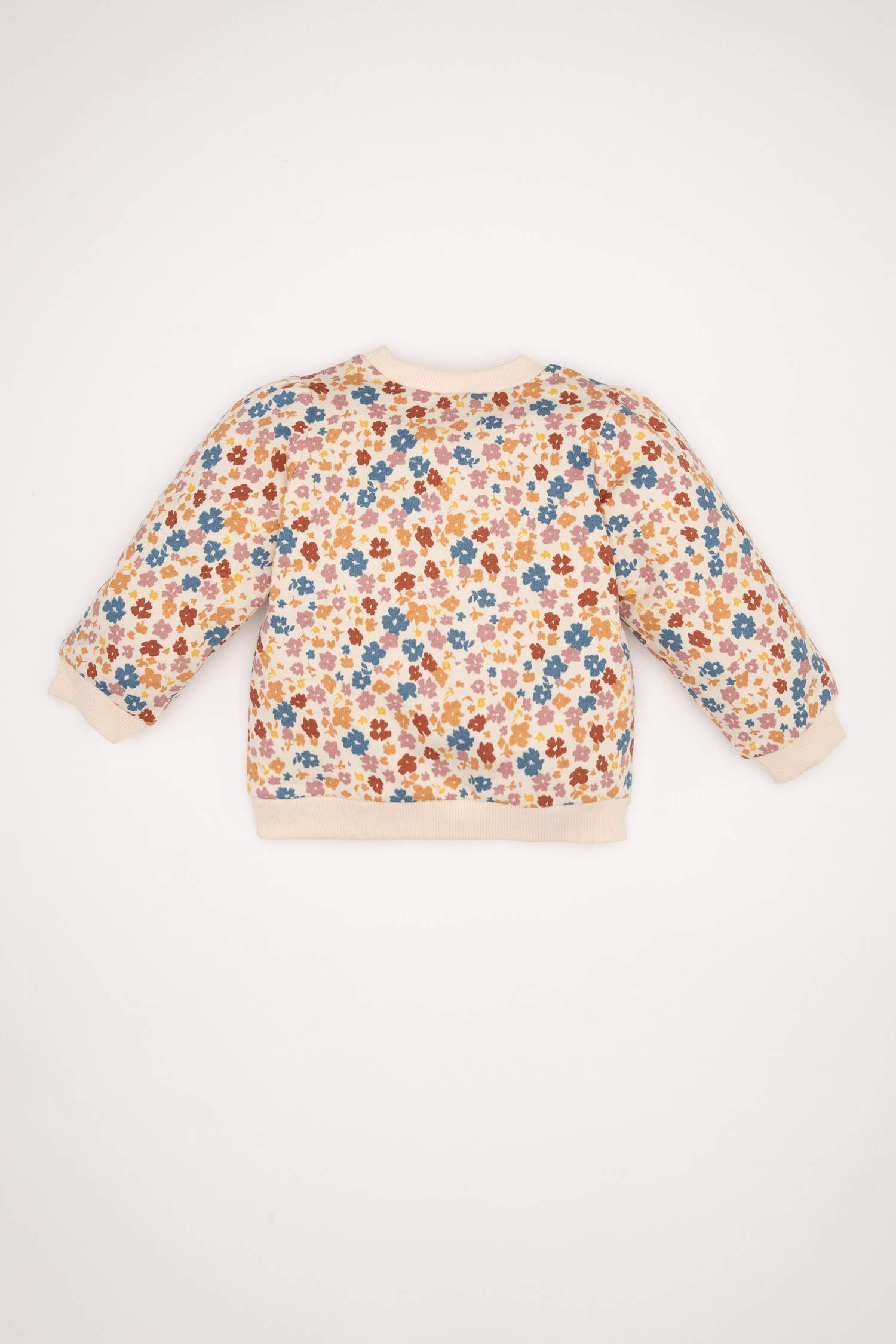 Kız Bebek Bisiklet Yaka Çiçekli İçi Yumuşak Tüylü Sweatshirt