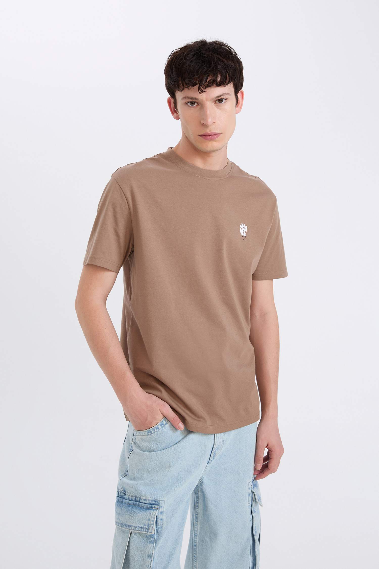Regular Fit Crew Neck Printed Short Sleeve T-Shirt