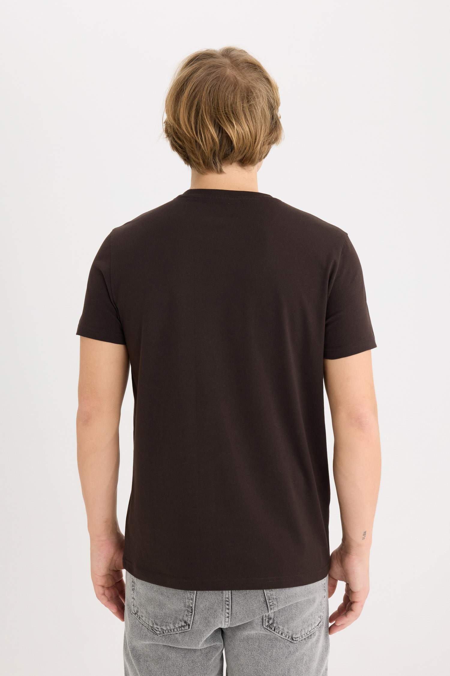 Футболка с коротким рукавом для мужчин, обтягивающего кроя, с принтом и круглым вырезом