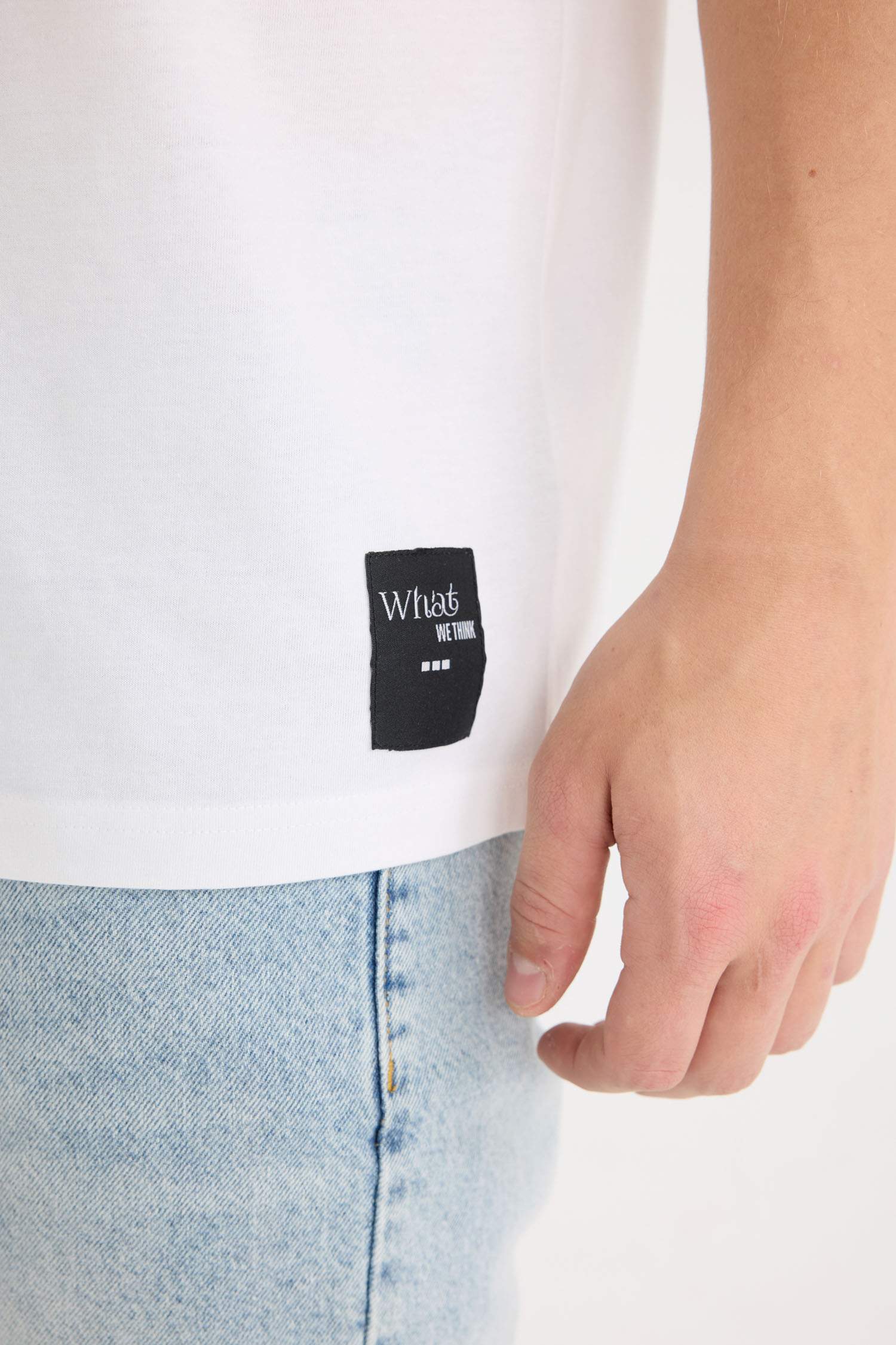 %100 Pamuk Boxy Fit Bisiklet Yaka Baskılı Kısa Kollu Tişört