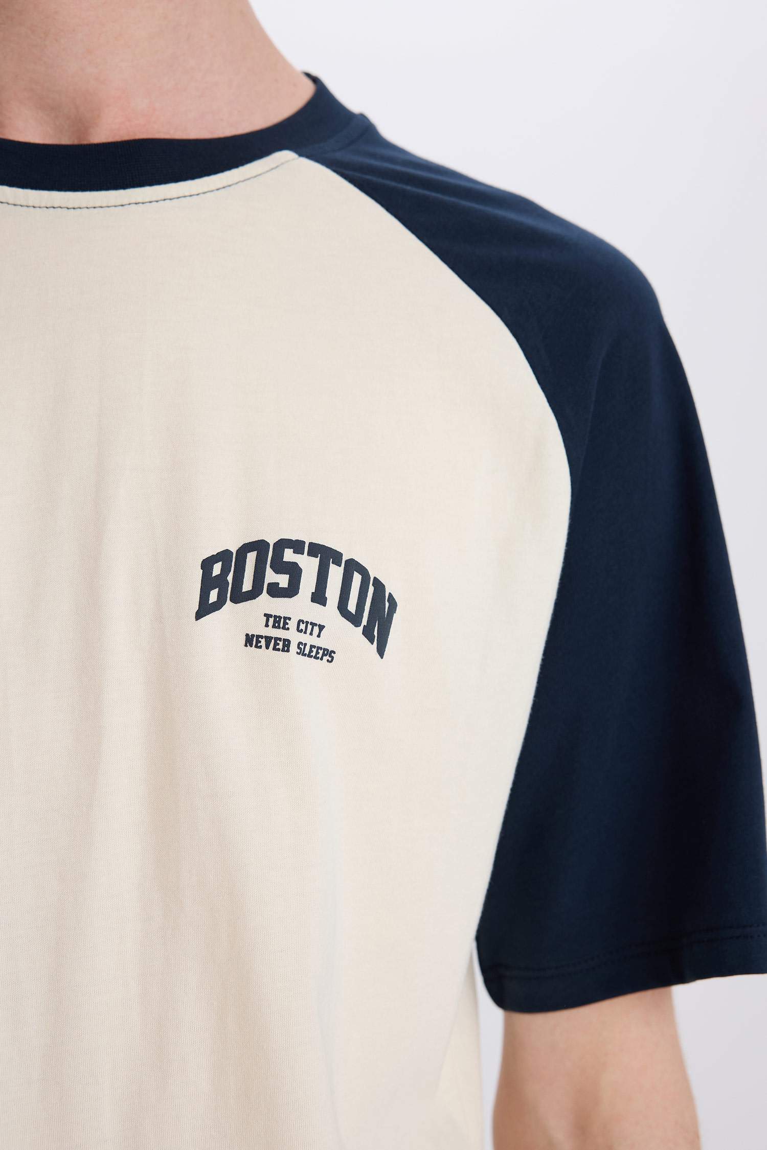 %100 Pamuk Boxy Fit Bisiklet Yaka Baskılı Kısa Kollu Tişört