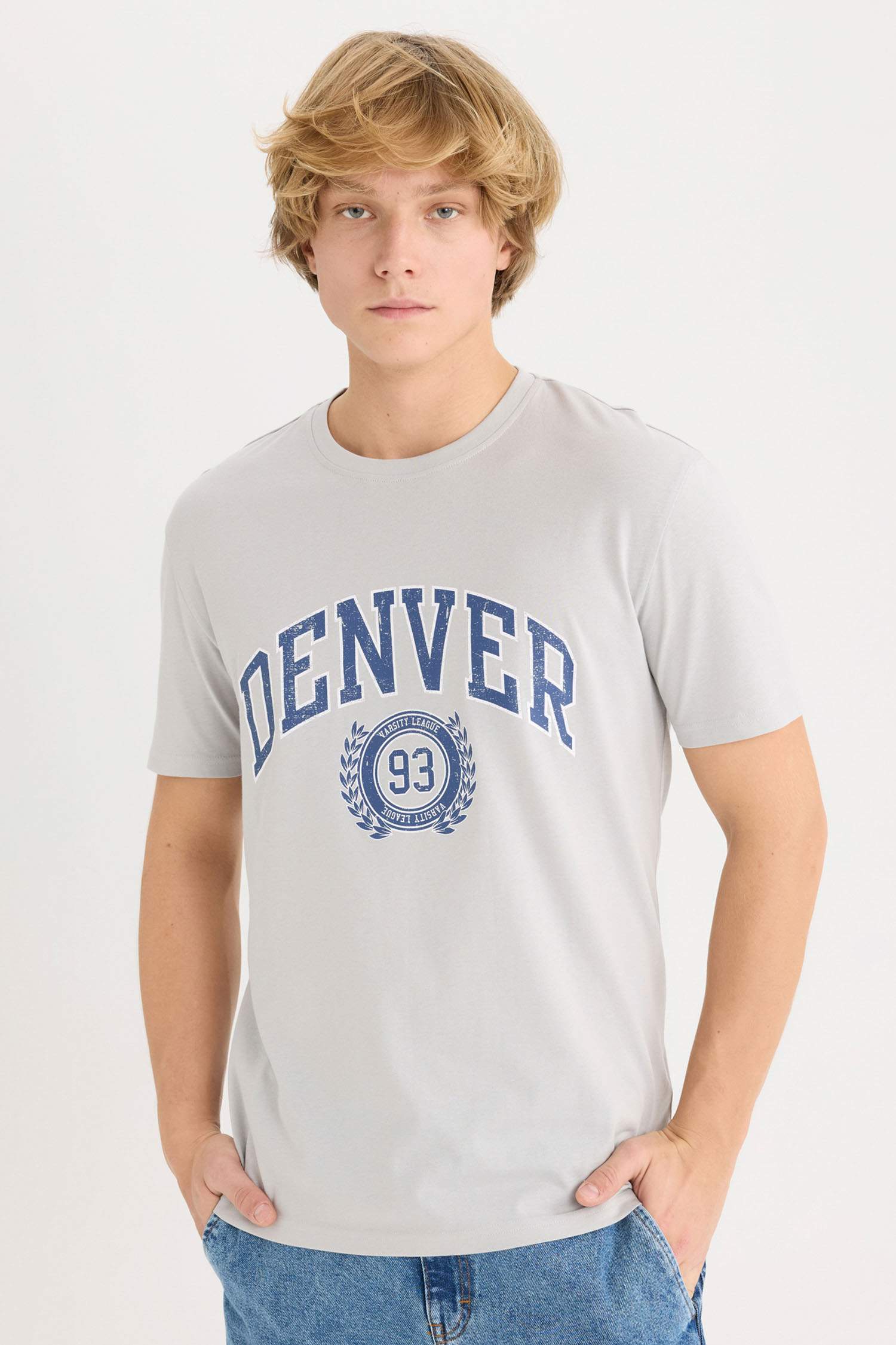 %100 Pamuk Regular Fit Bisiklet Yaka Baskılı Kısa Kollu Tişört