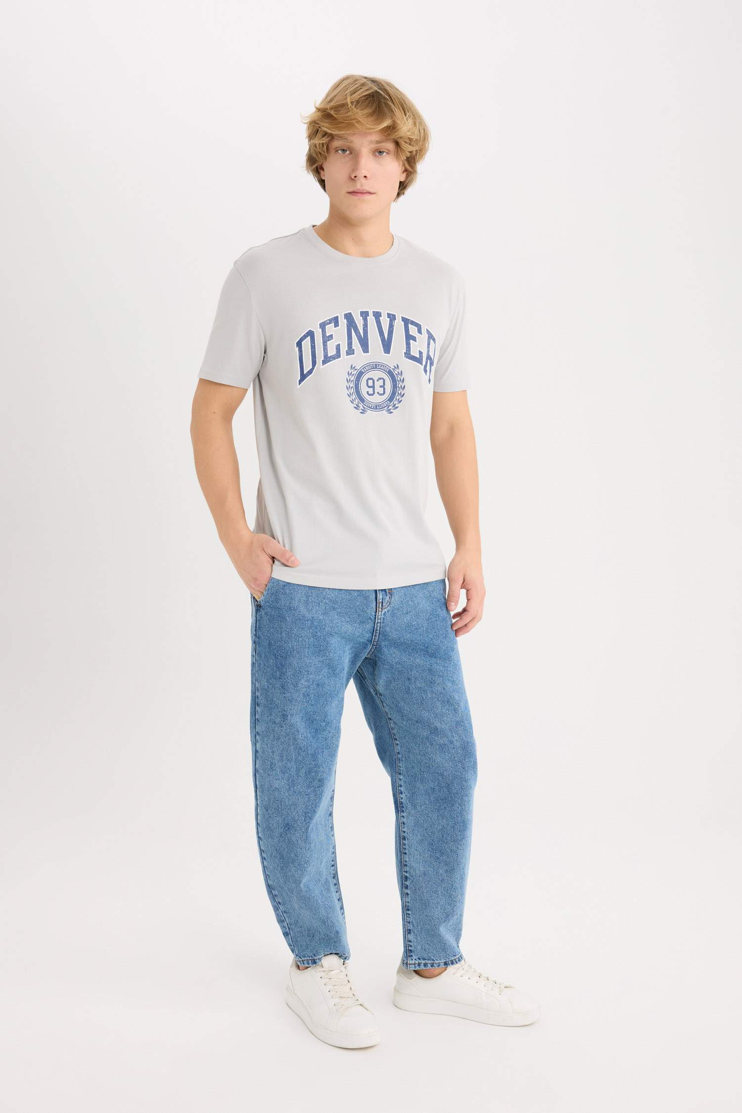 %100 Pamuk Regular Fit Bisiklet Yaka Baskılı Kısa Kollu Tişört