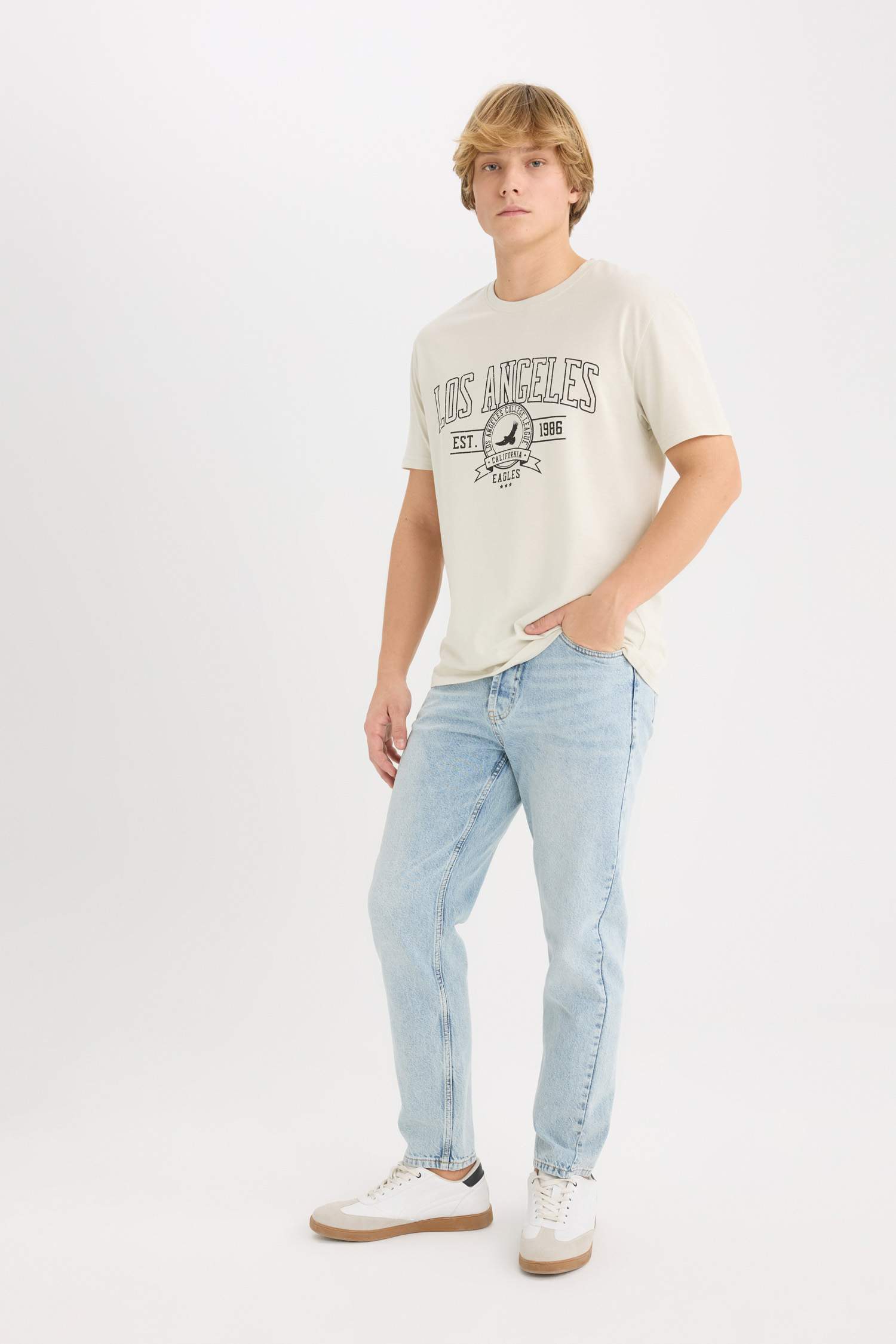 %100 Pamuk Regular Fit Bisiklet Yaka Baskılı Kısa Kollu Tişört