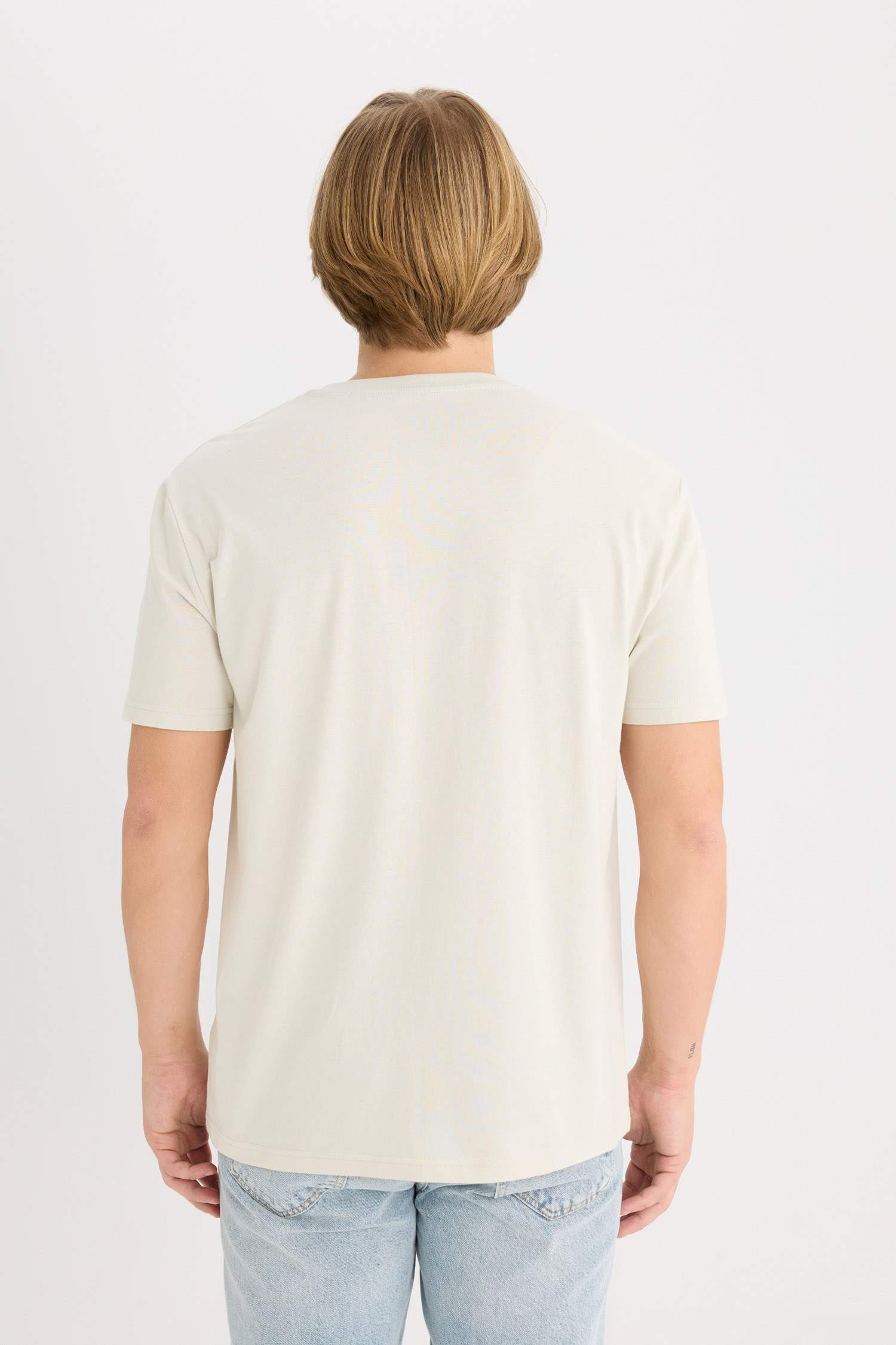 %100 Pamuk Regular Fit Bisiklet Yaka Baskılı Kısa Kollu Tişört