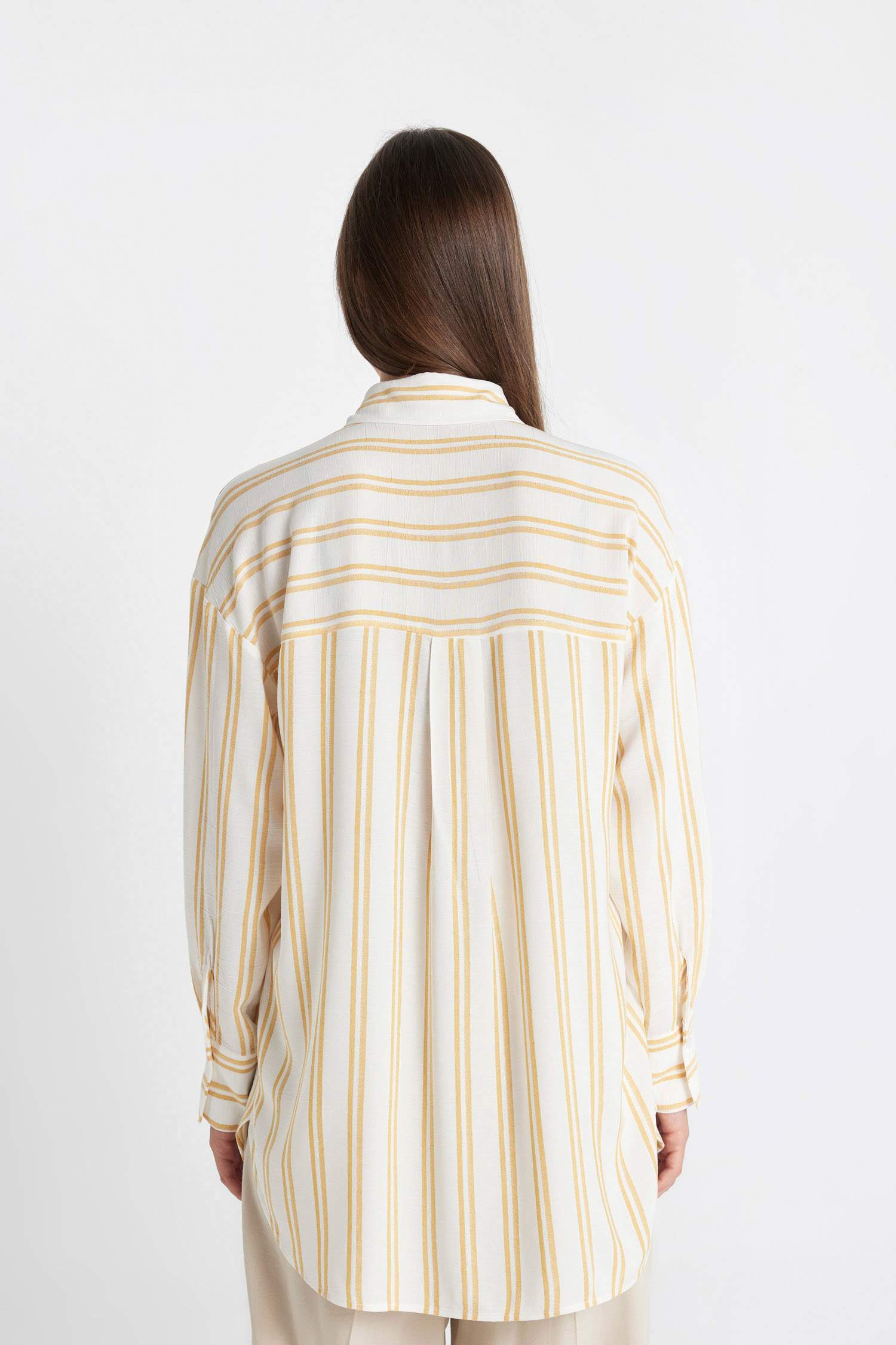 Relax Fit Çizgili Viskon Uzun Kollu Tunik