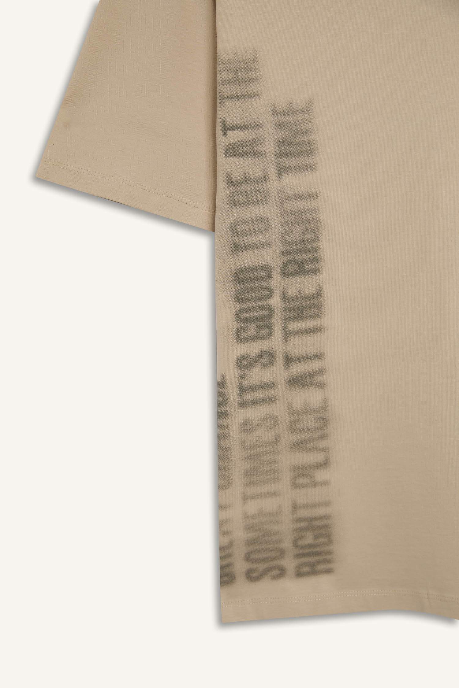 %100 Pamuk Boxy Fit Bisiklet Yaka Baskılı Kısa Kollu Tişört