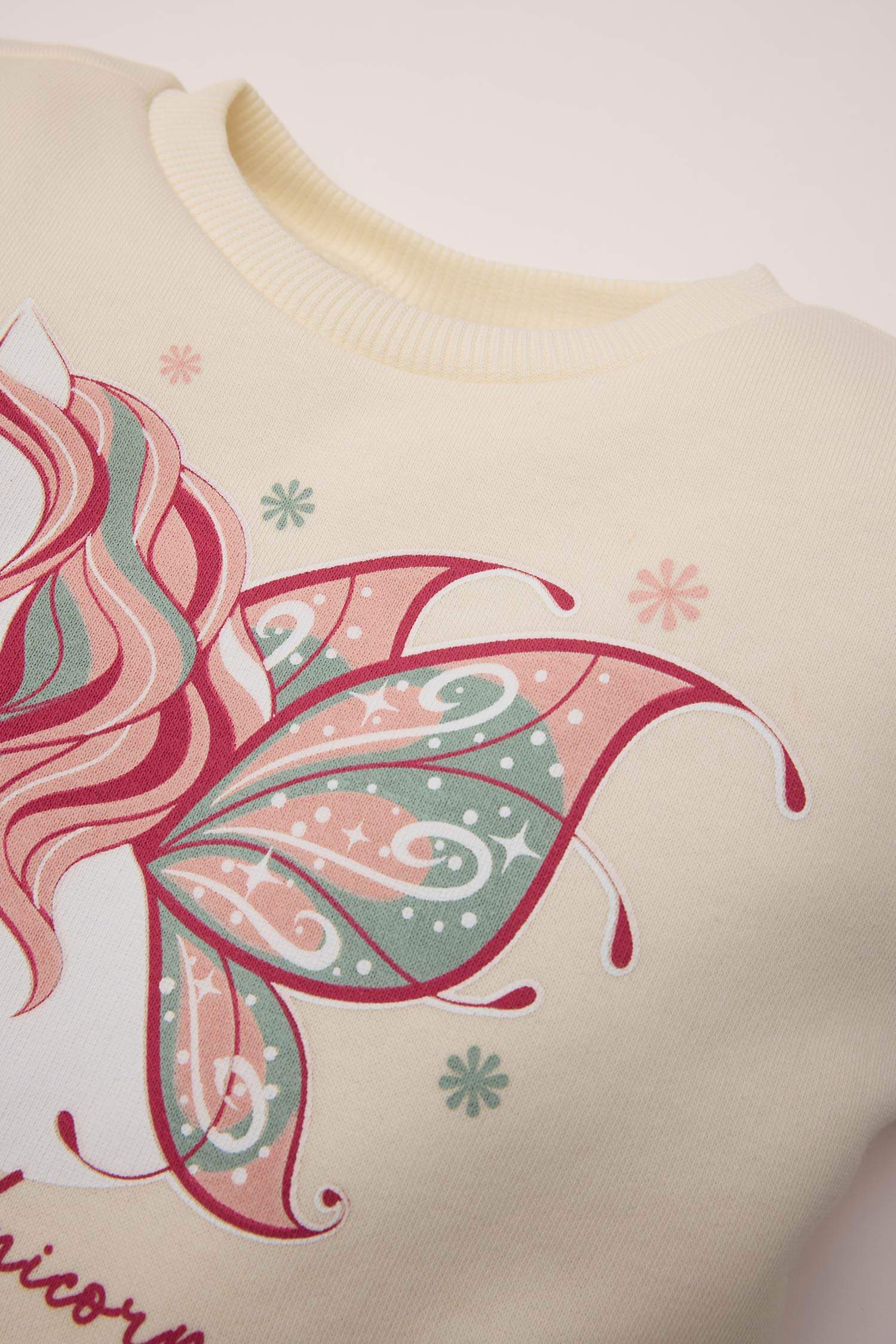 Kız Bebek Unicorn Baskılı Uzun Kollu Tütülü Sweat Elbise