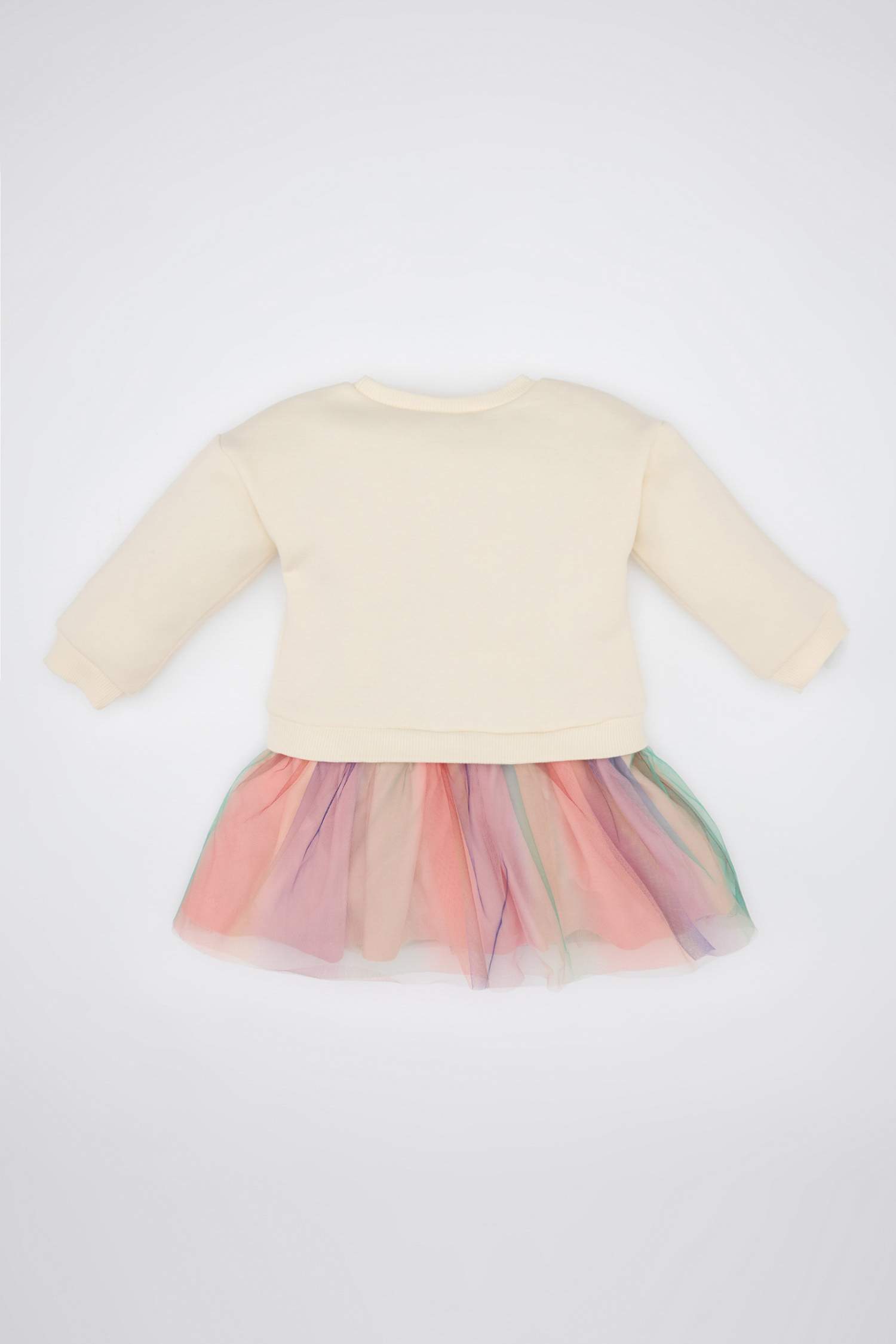 Kız Bebek Unicorn Baskılı Uzun Kollu Tütülü Sweat Elbise