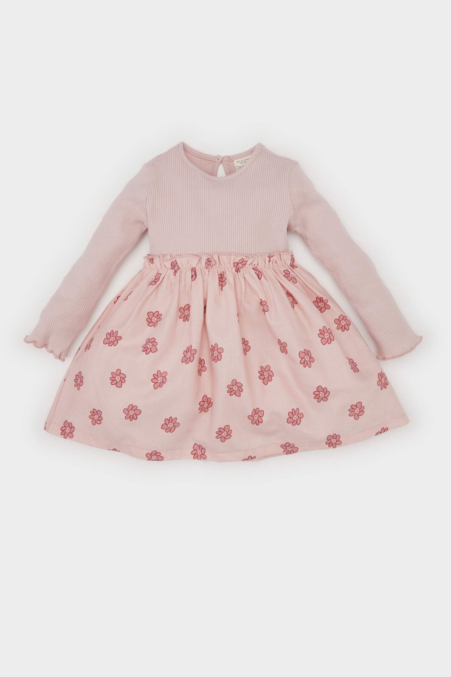 Baby Girl Floral Long Sleeve Corduroy Camisole Dress