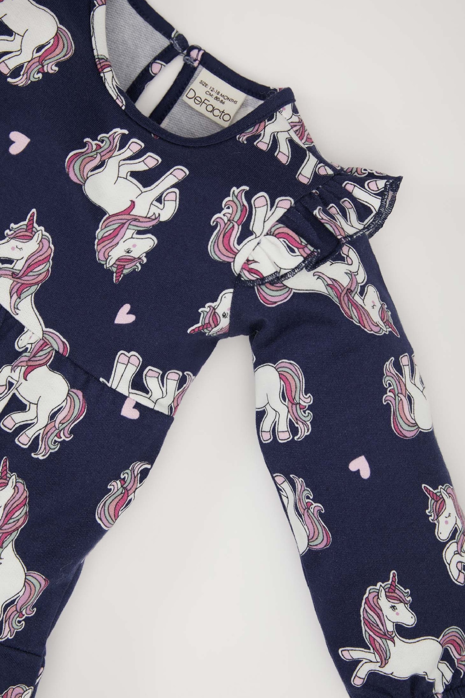 Kız Bebek Unicorn Baskılı Uzun Kollu Sweat Elbise