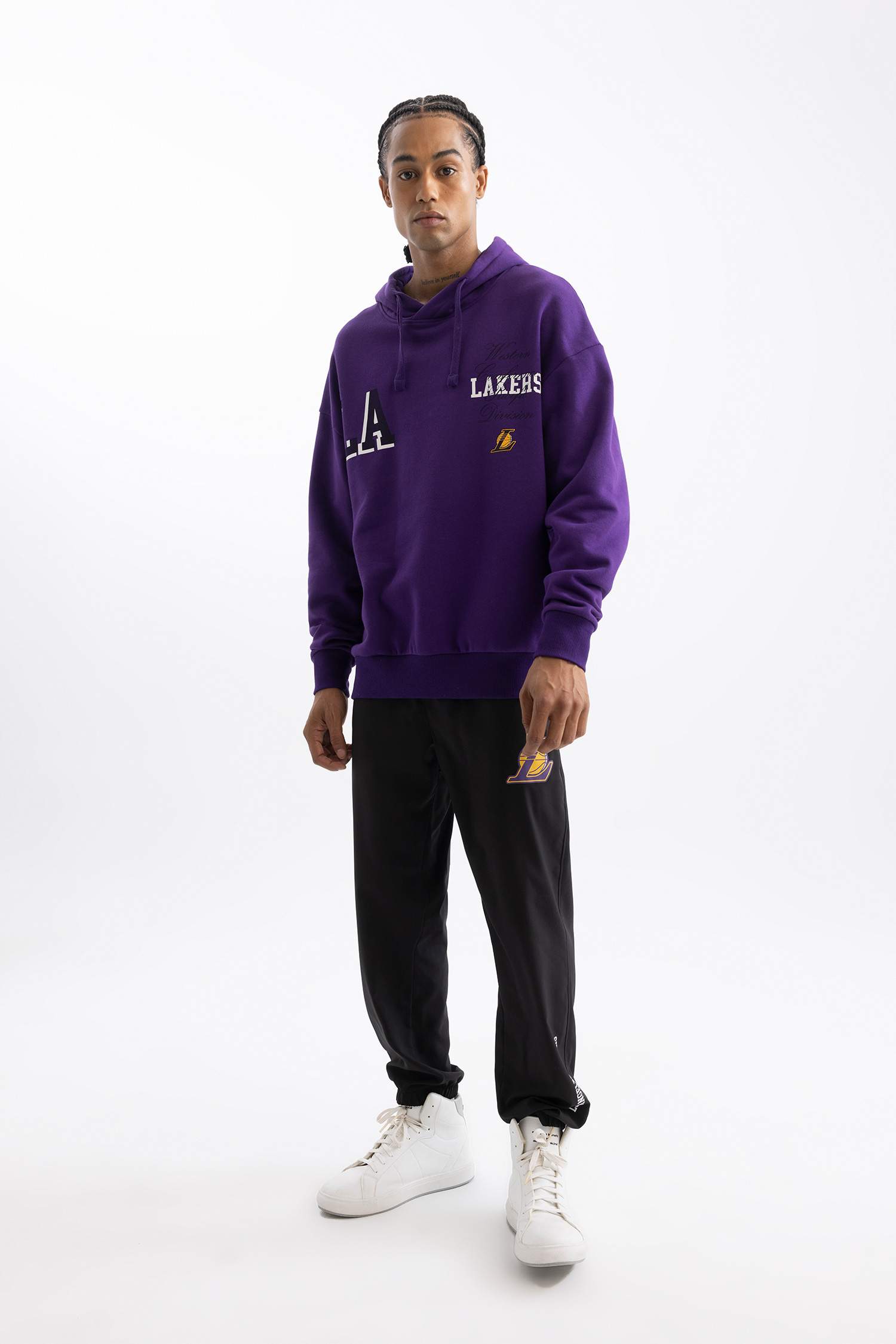 NBA Los Angeles Lakers Dokuma Jogger Eşofman Altı Slim Fit Dar Kesim Cepli Ekstra Dar Paça