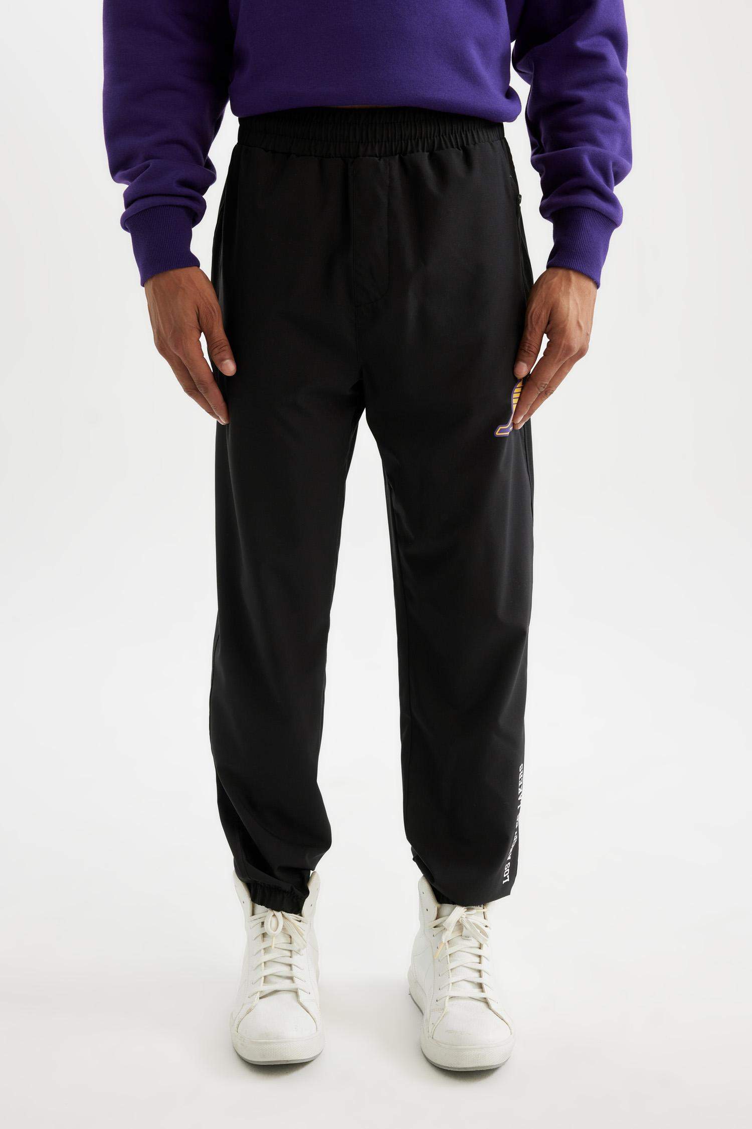 NBA Los Angeles Lakers Dokuma Jogger Eşofman Altı Slim Fit Dar Kesim Cepli Ekstra Dar Paça