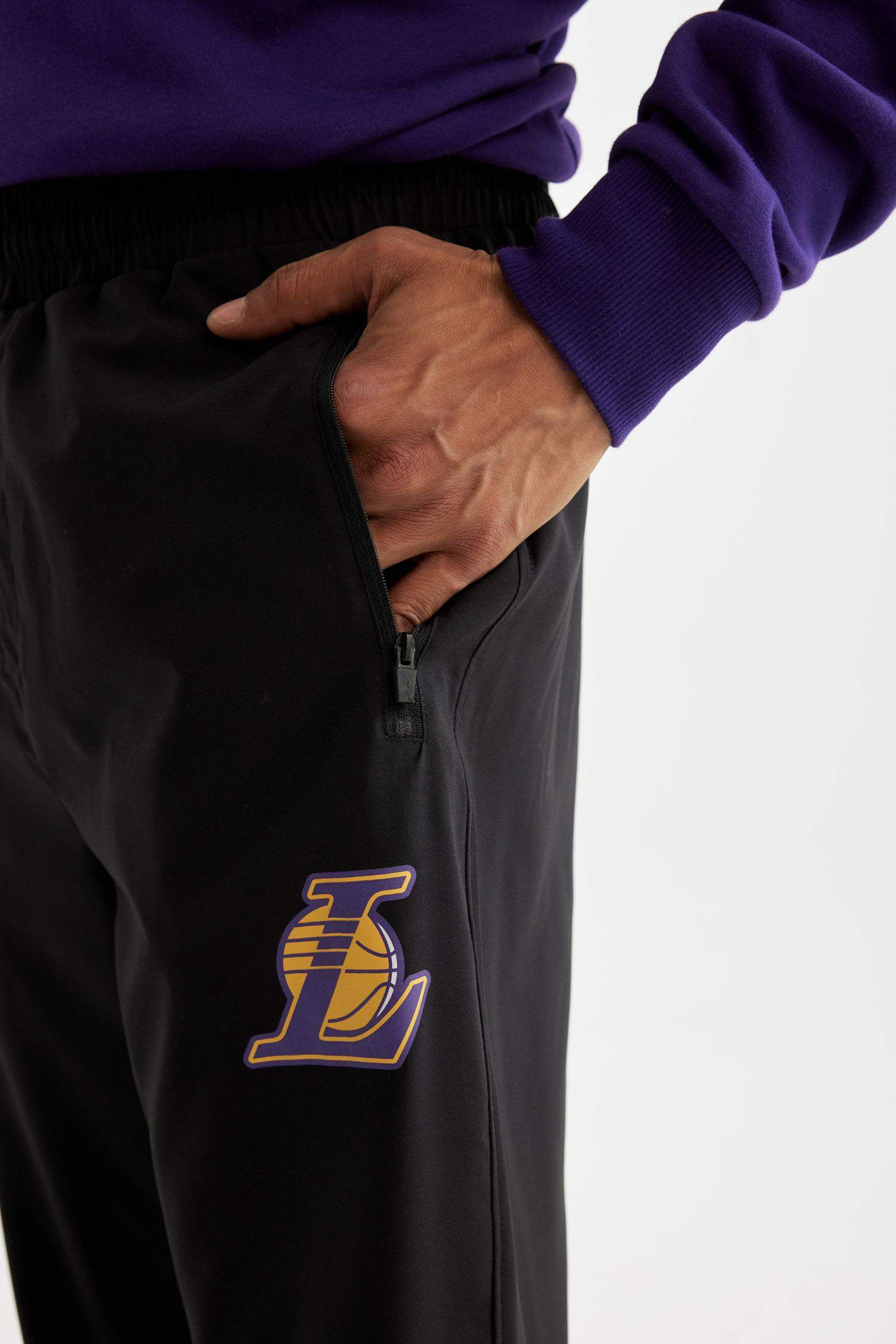 NBA Los Angeles Lakers Dokuma Jogger Eşofman Altı Slim Fit Dar Kesim Cepli Ekstra Dar Paça
