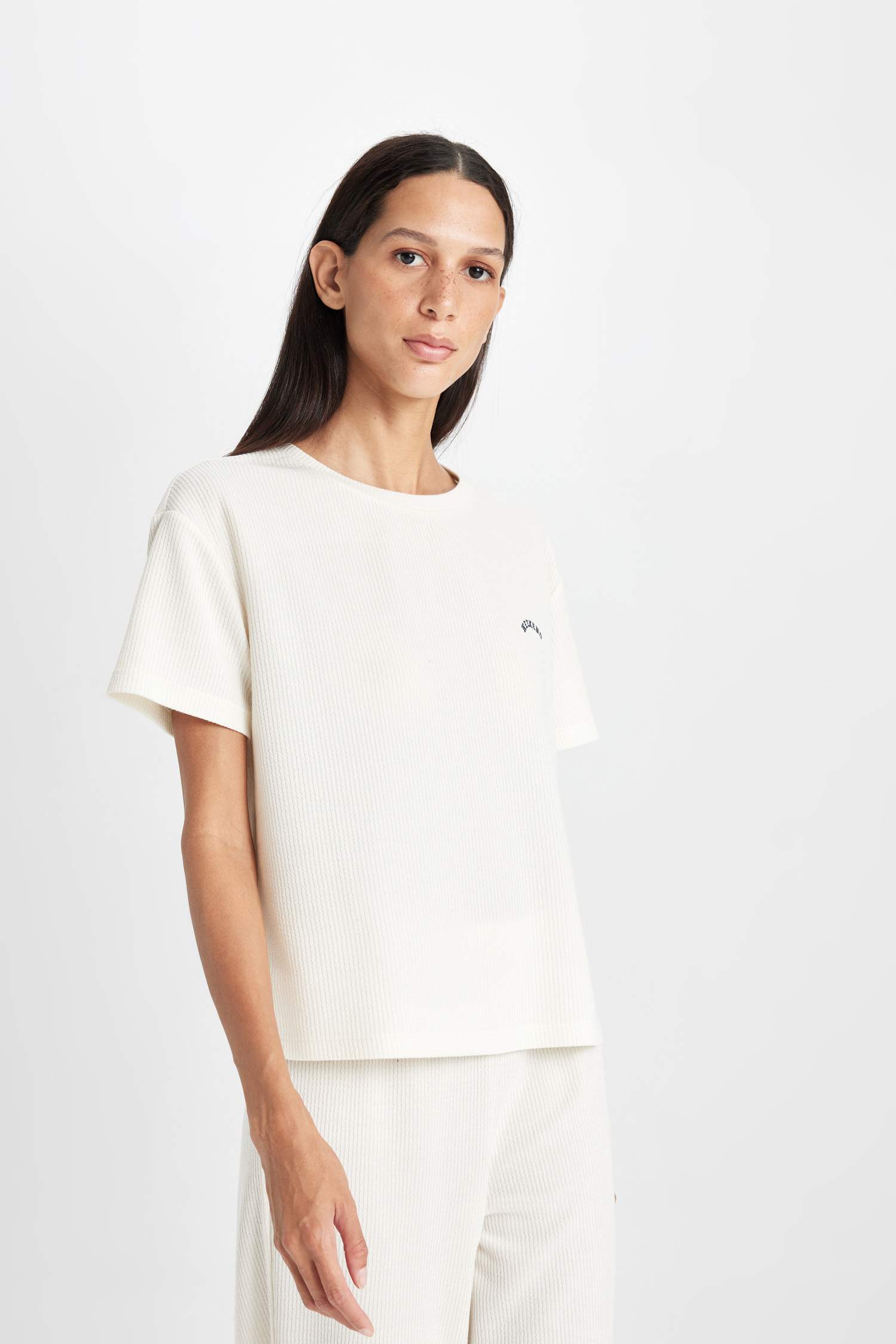 Pijama Takımı Baskılı Kısa Kollu Üst Beli Lastikli Alt