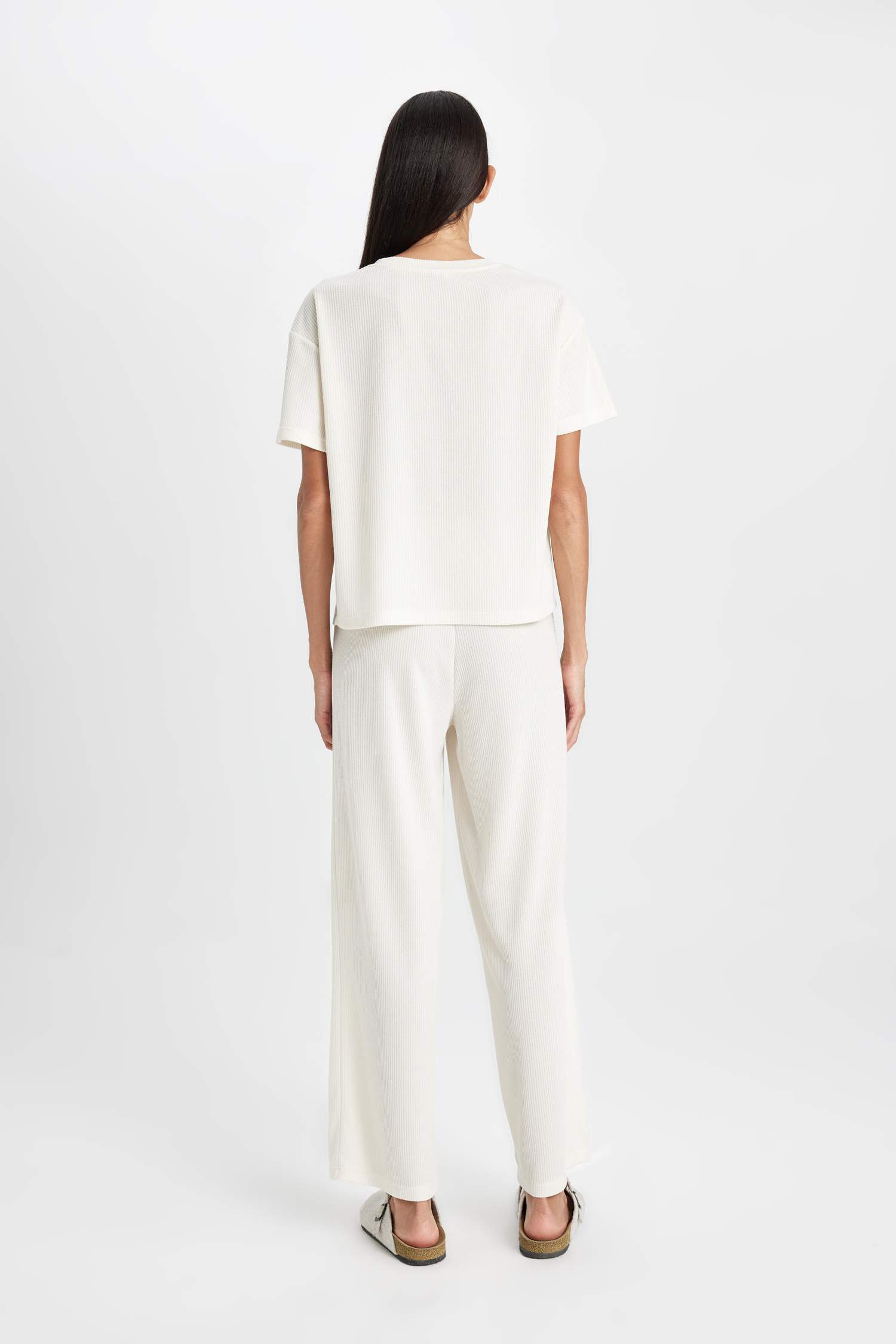 Pijama Takımı Baskılı Kısa Kollu Üst Beli Lastikli Alt