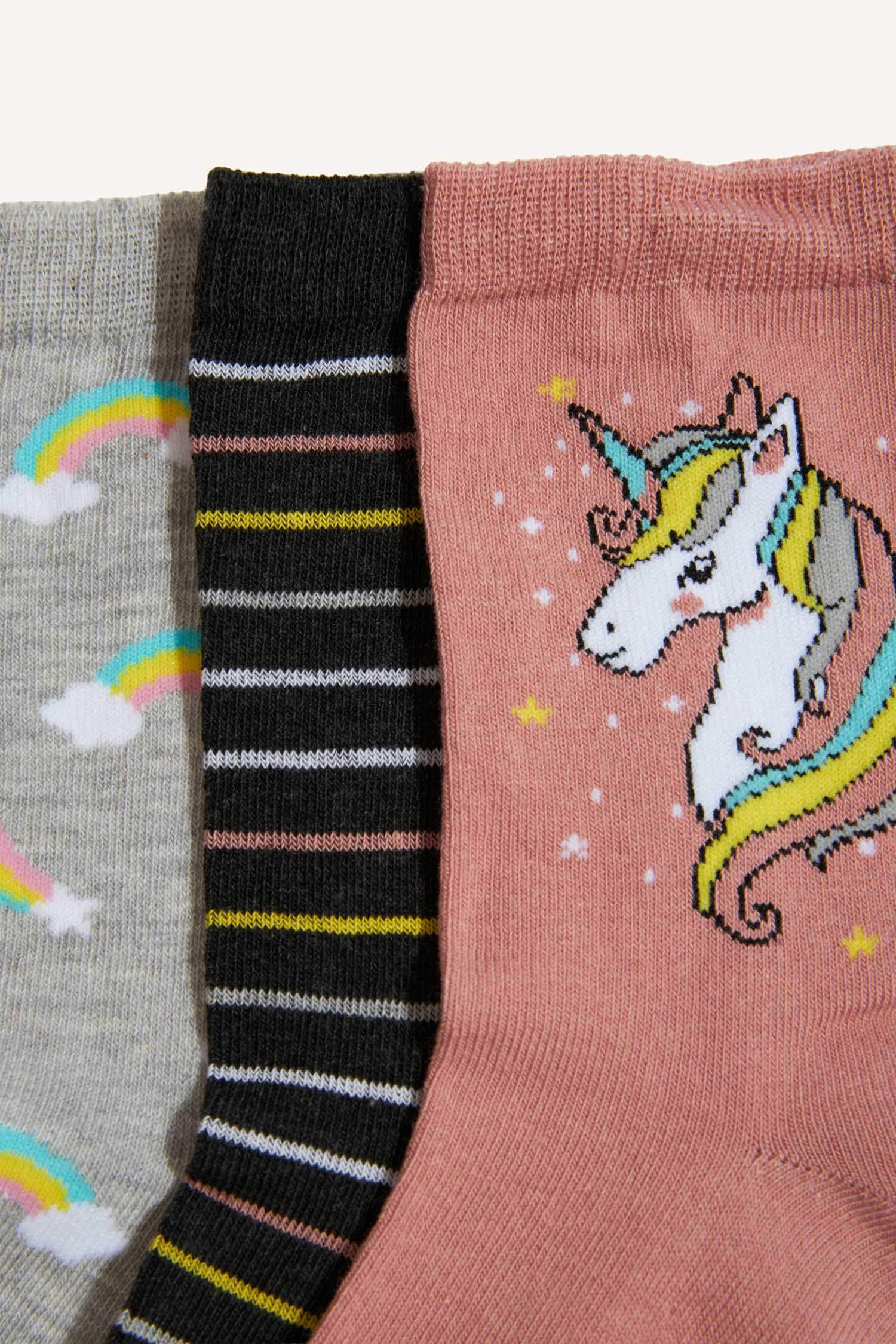 جوارب بناتي طويل قطن - 3 قطع