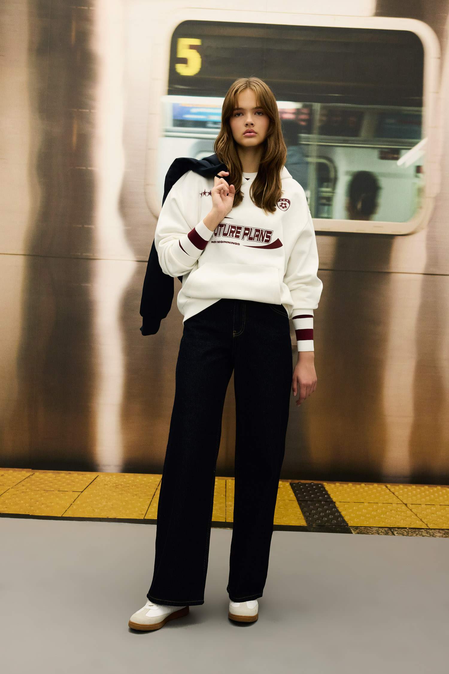 Coool Oversize Geniş Kalıp Kapüşonlu Baskılı Kalın Sweatshirt