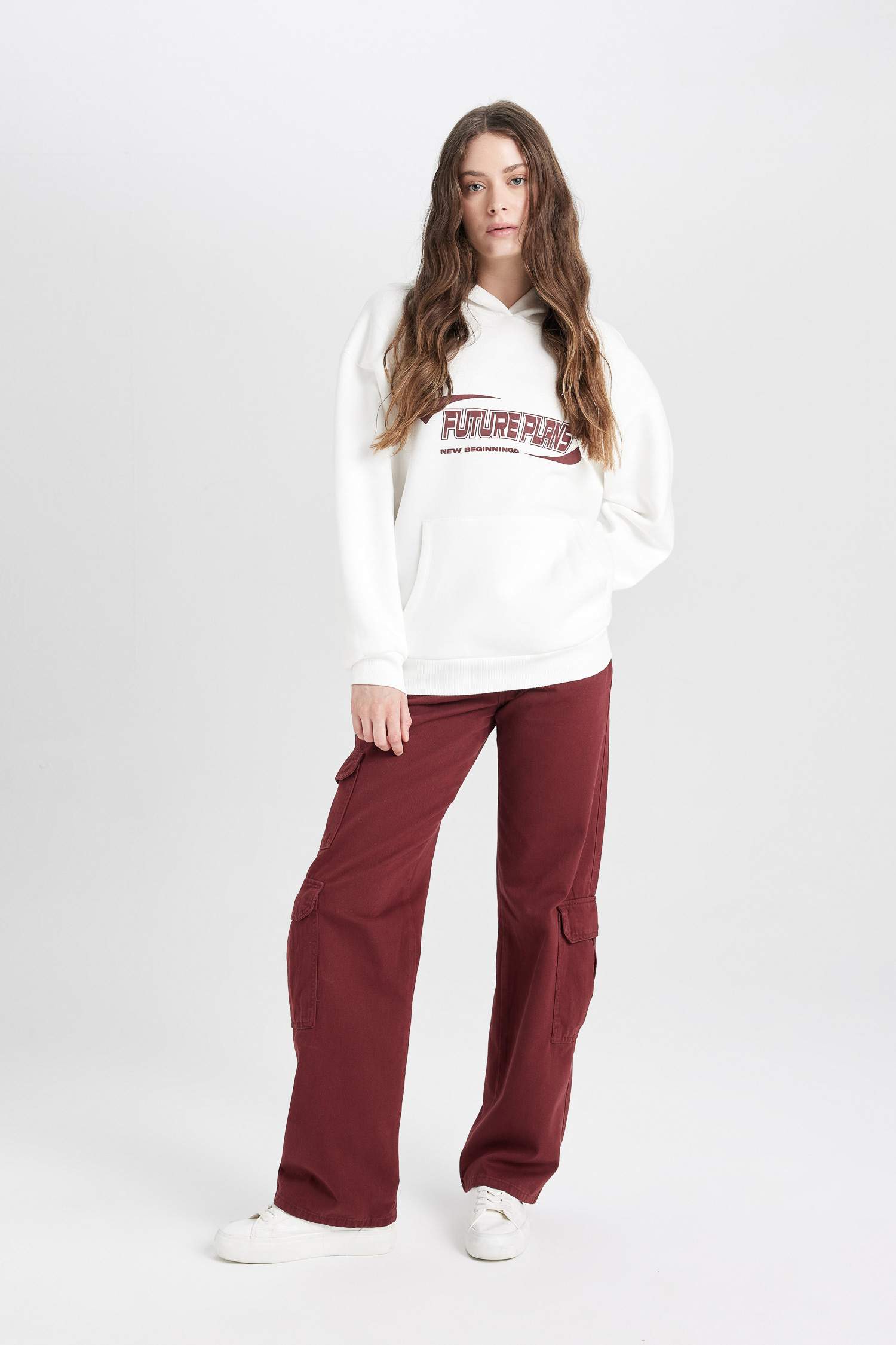 Coool Oversize Geniş Kalıp Kapüşonlu Baskılı Kalın Sweatshirt