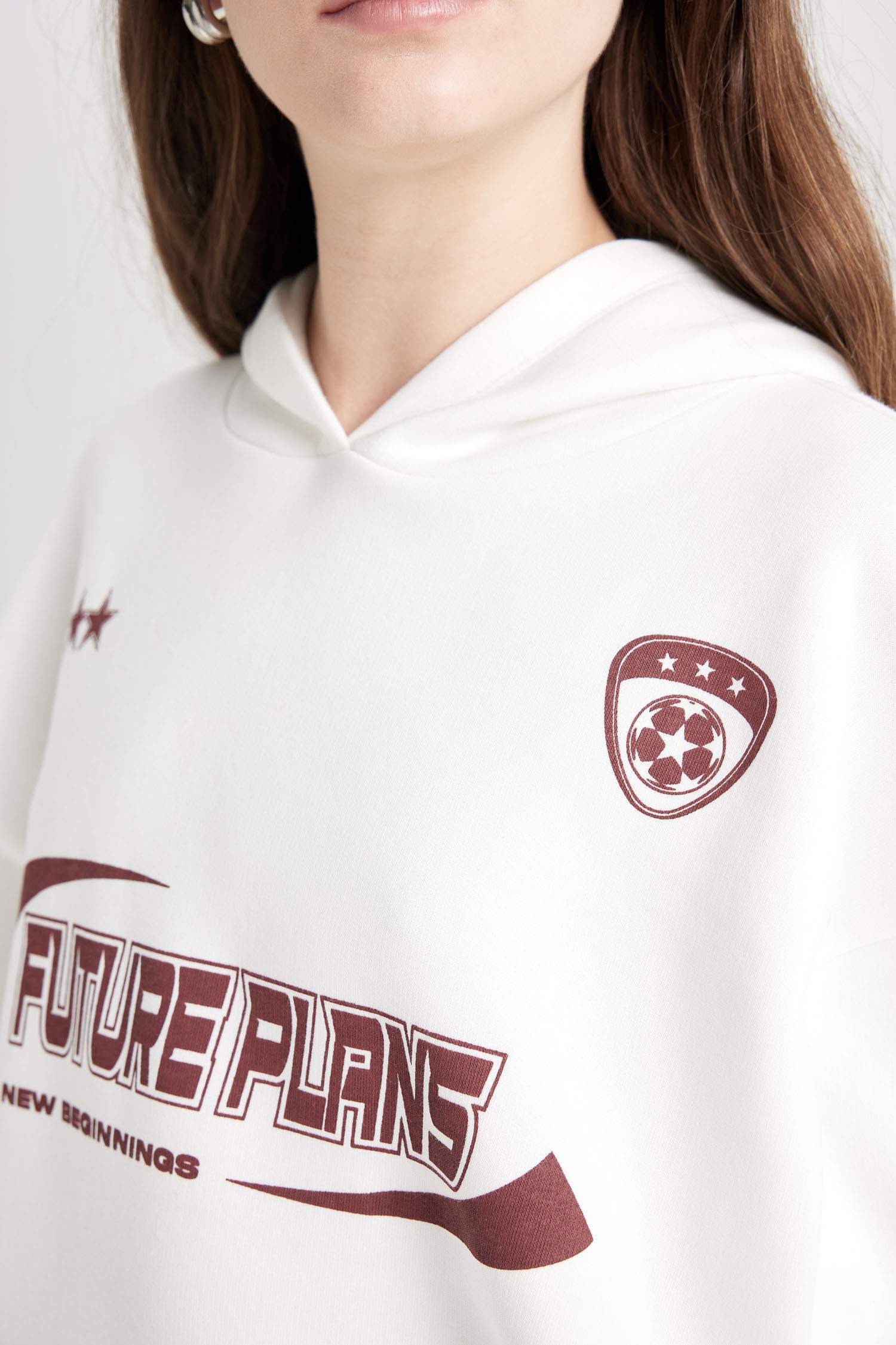 Coool Oversize Geniş Kalıp Kapüşonlu Baskılı Kalın Sweatshirt