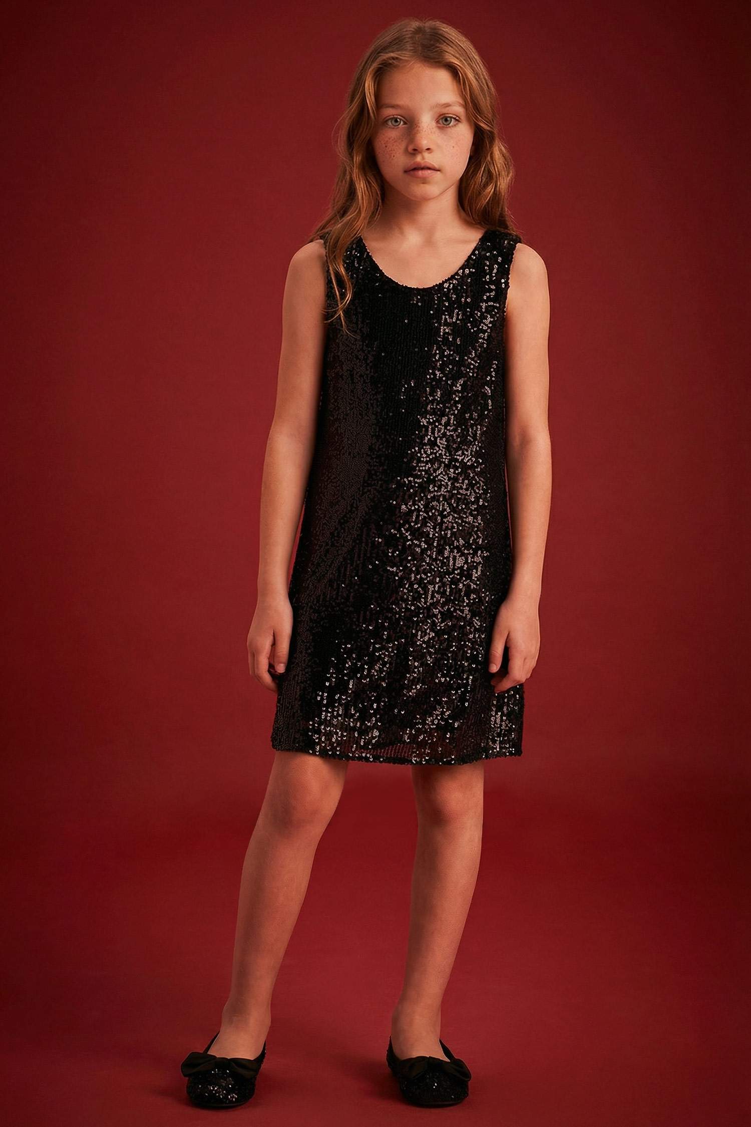 Kız Çocuk Kolsuz Payetli Elbise