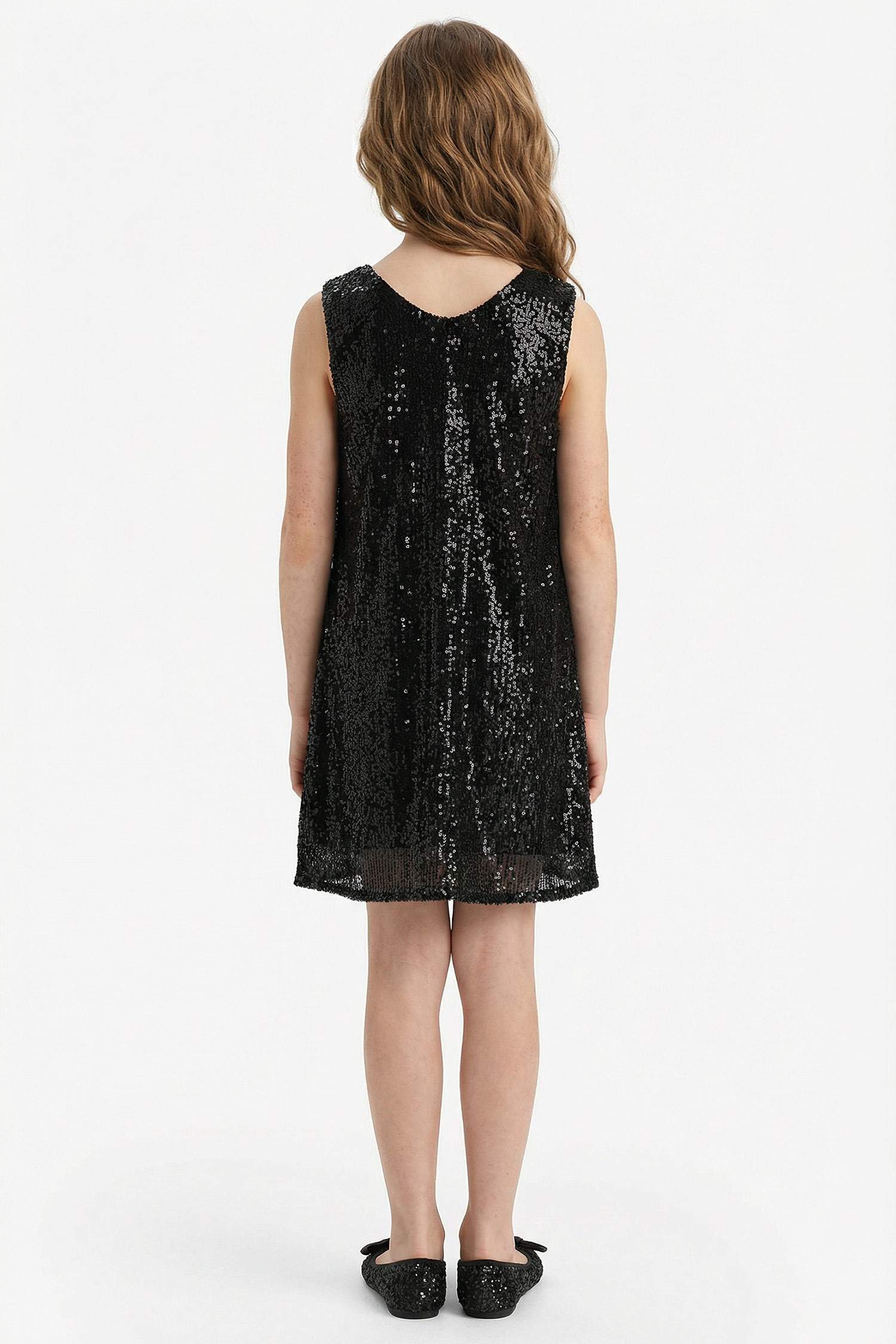 Kolsuz Payetli Elbise Kız Çocuk