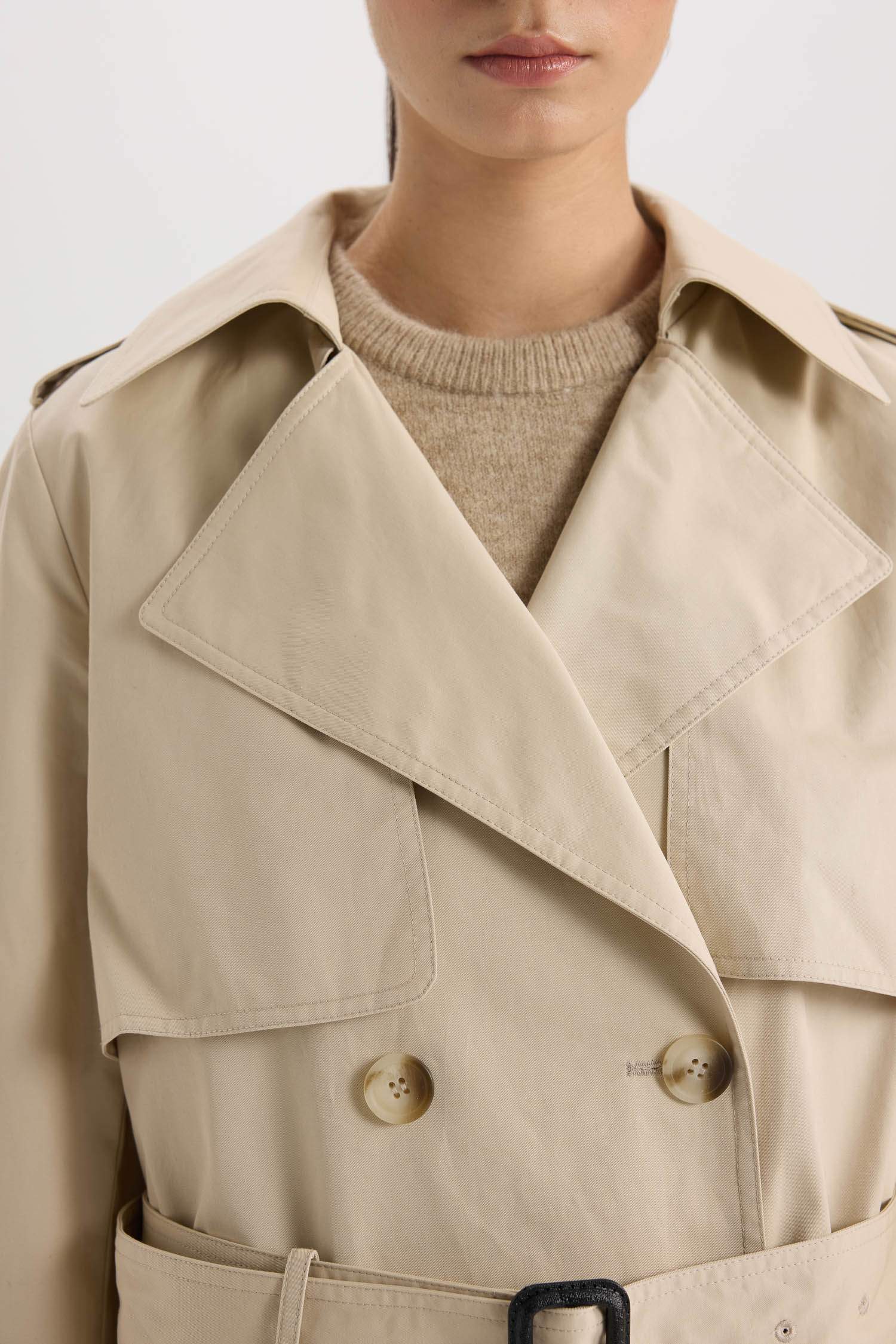 Double Breasted Belted Long Trench Coat