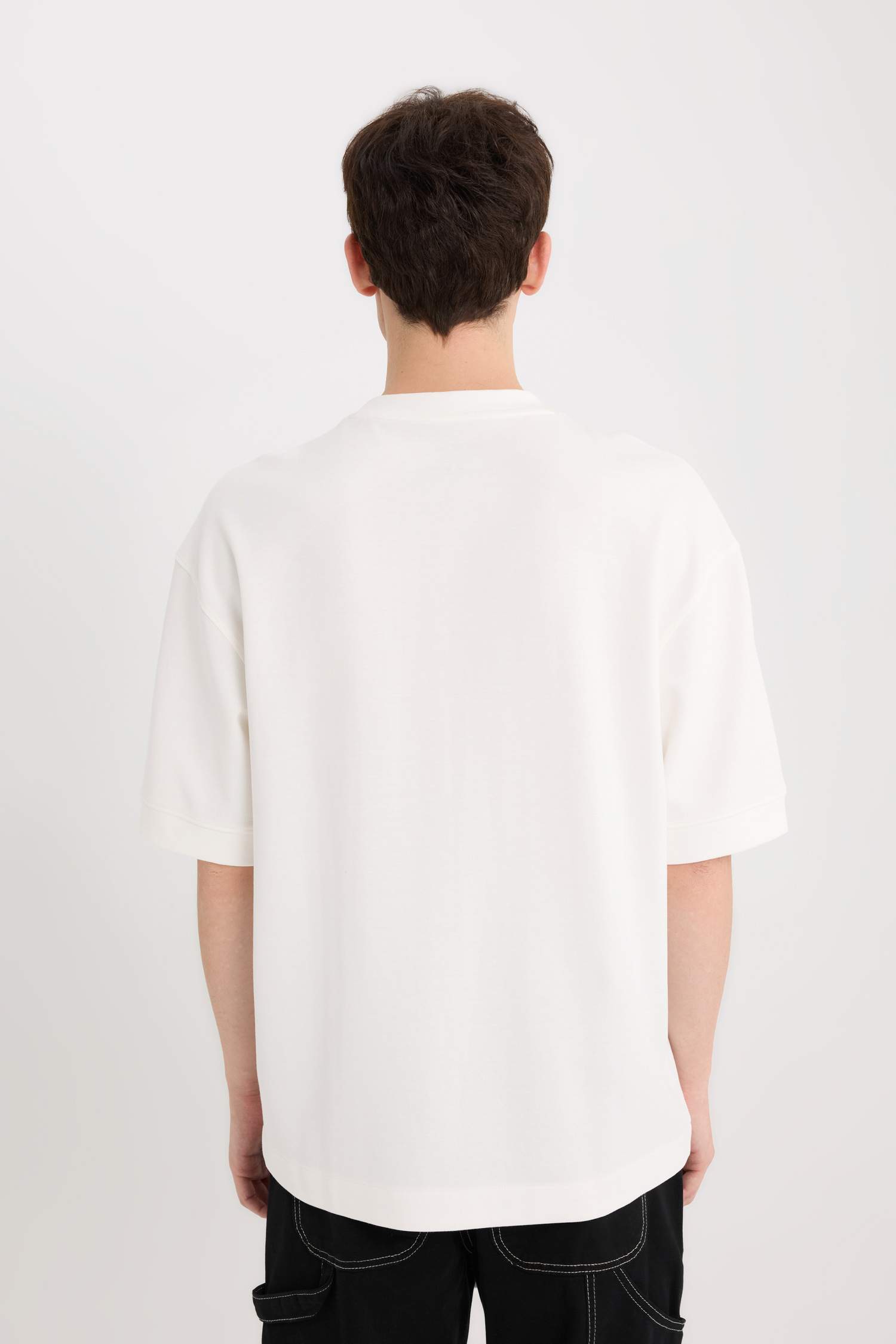 Футболка свободного кроя с круглым вырезом, с принтом, короткий рукав, из плотной ткани