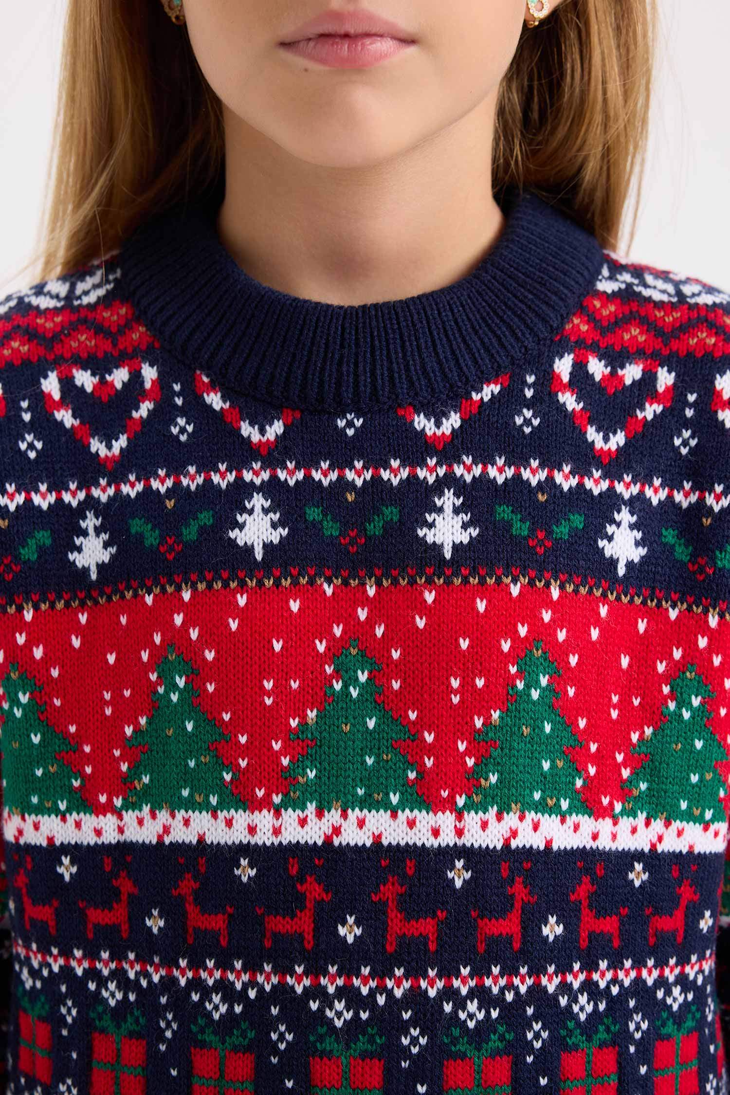 بلوفر قصة عادية بياقة مستديرة