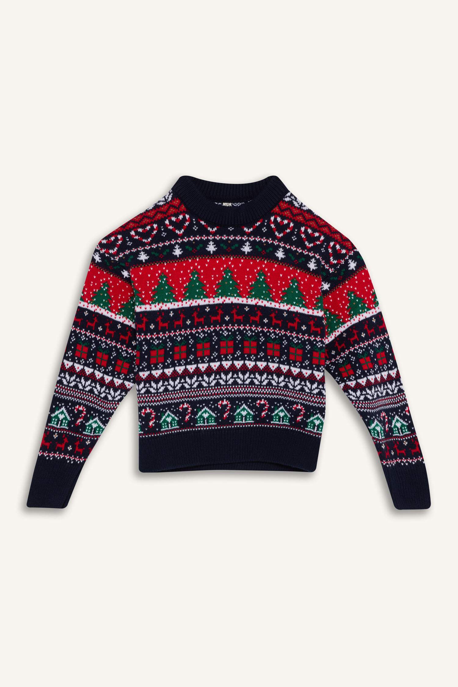 بلوفر قصة عادية بياقة مستديرة