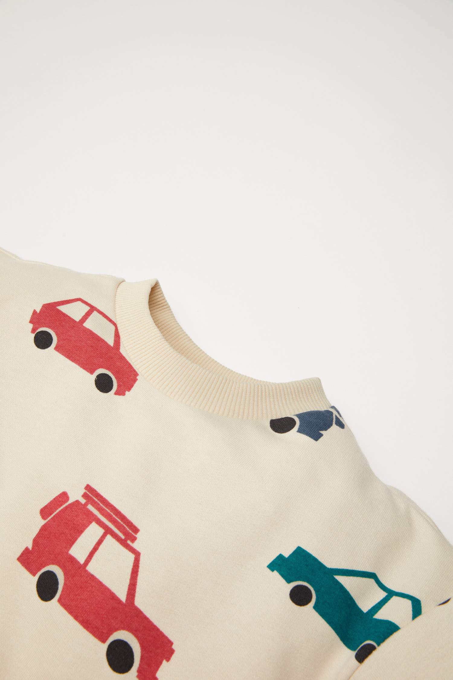 Erkek Bebek Bisiklet Yaka Araç Baskılı İçi Yumuşak Tüylü Sweatshirt