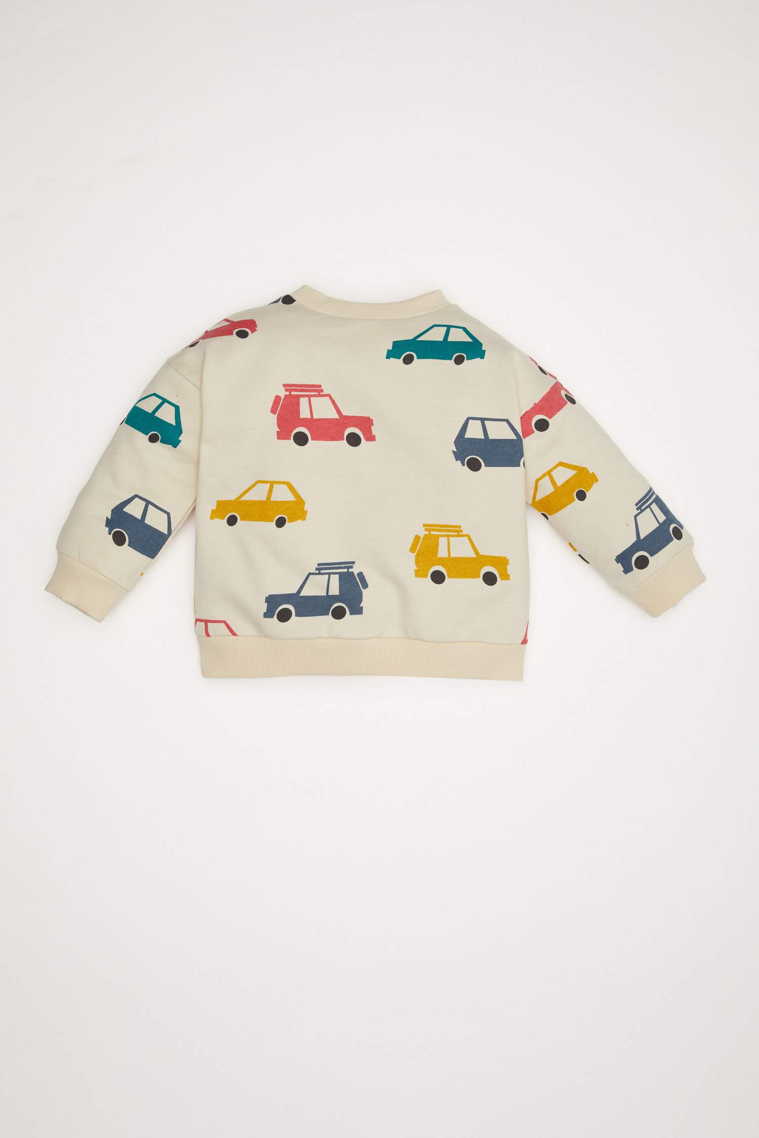 Erkek Bebek Bisiklet Yaka Araç Baskılı İçi Yumuşak Tüylü Sweatshirt