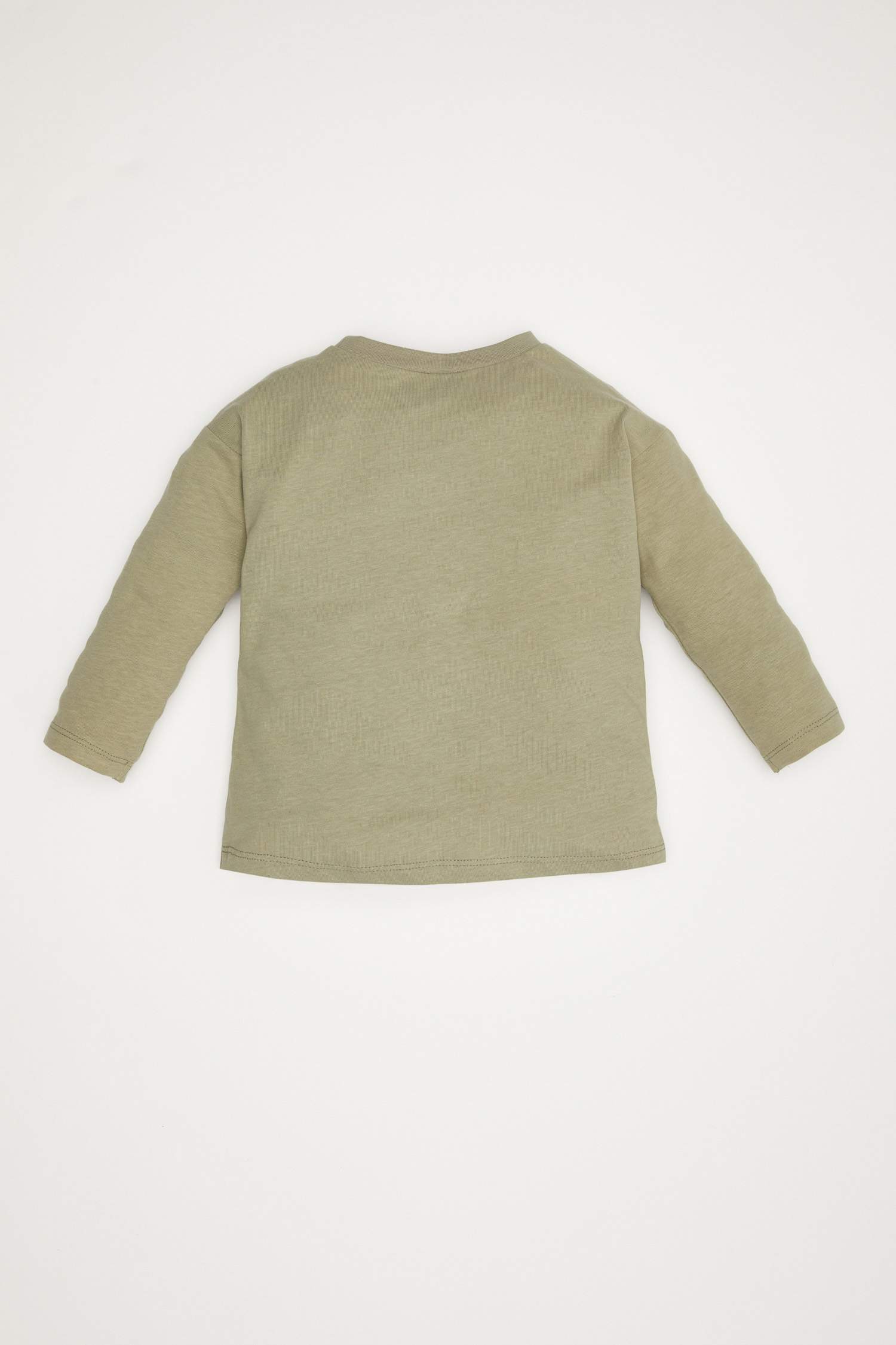 Erkek Bebek Bisiklet Yaka Dinozor Baskılı Uzun Kollu Tişört