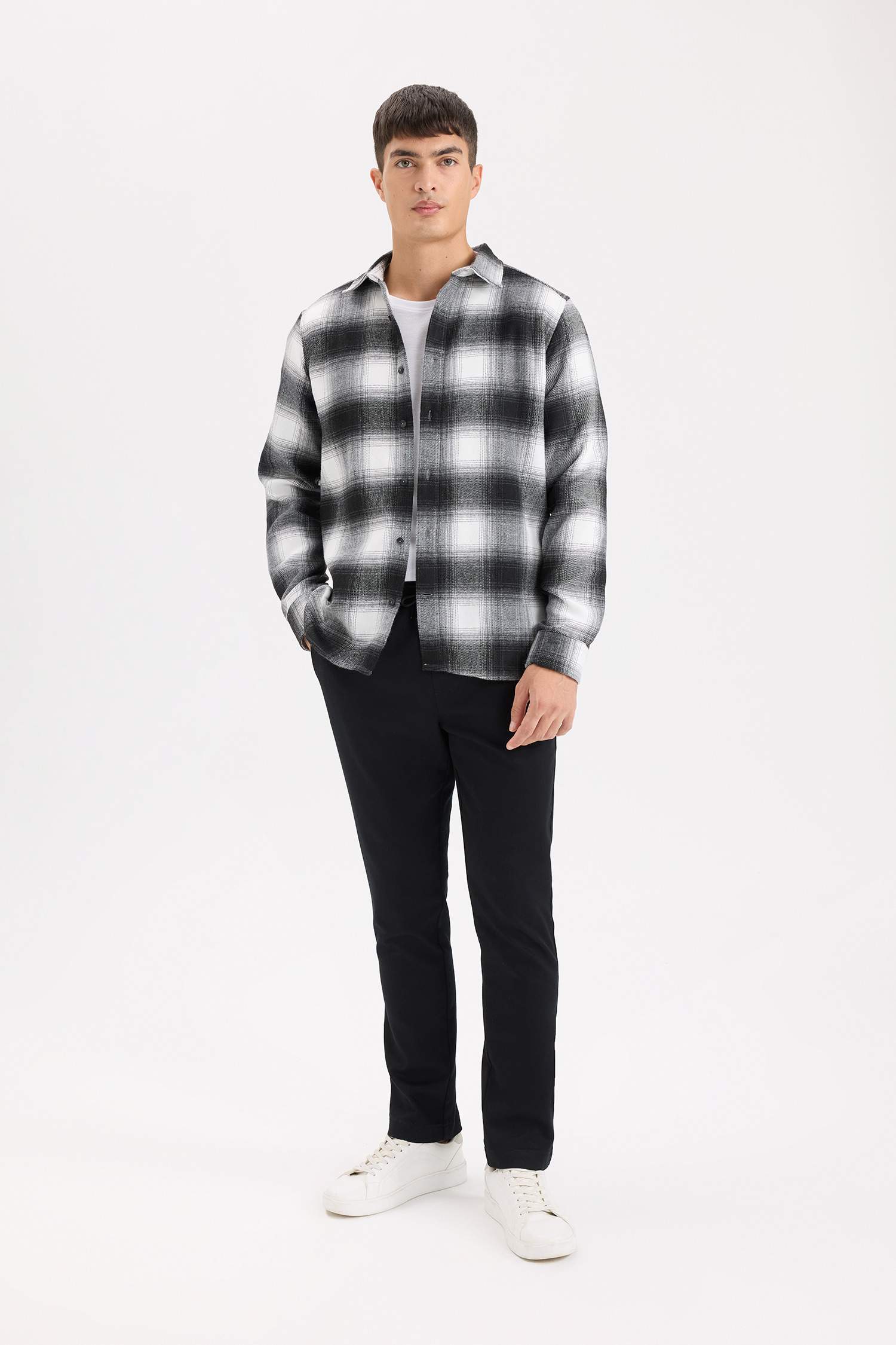 Regular Fit Flannel Long Sleeve Checkered Shirt