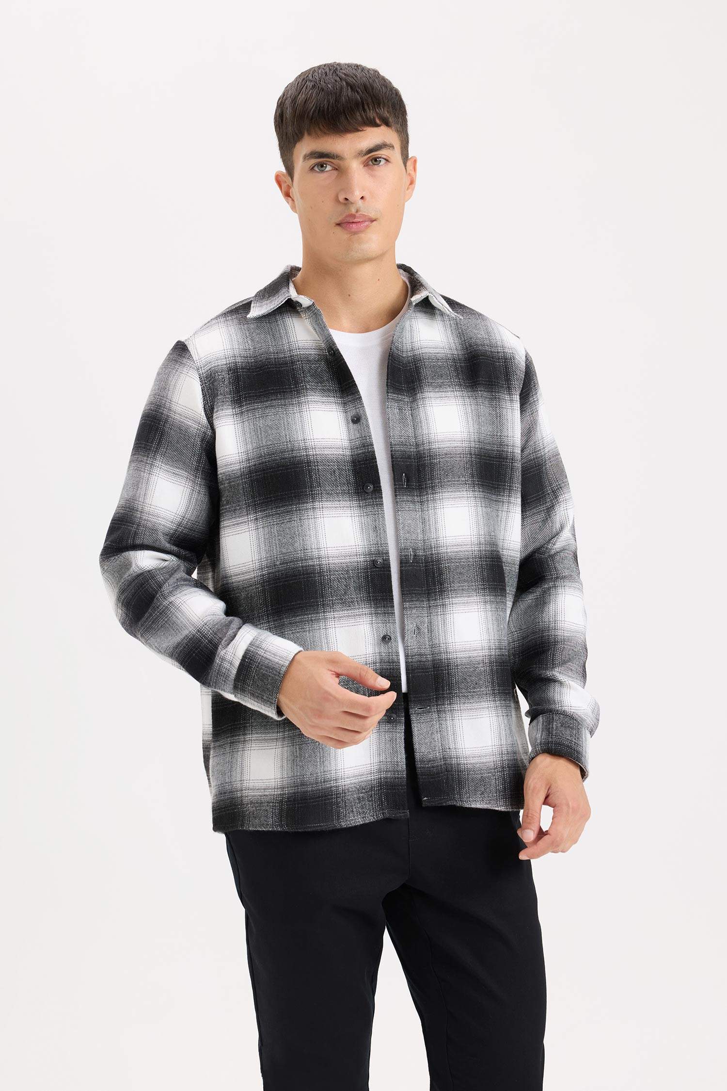 Regular Fit Flannel Long Sleeve Checkered Shirt