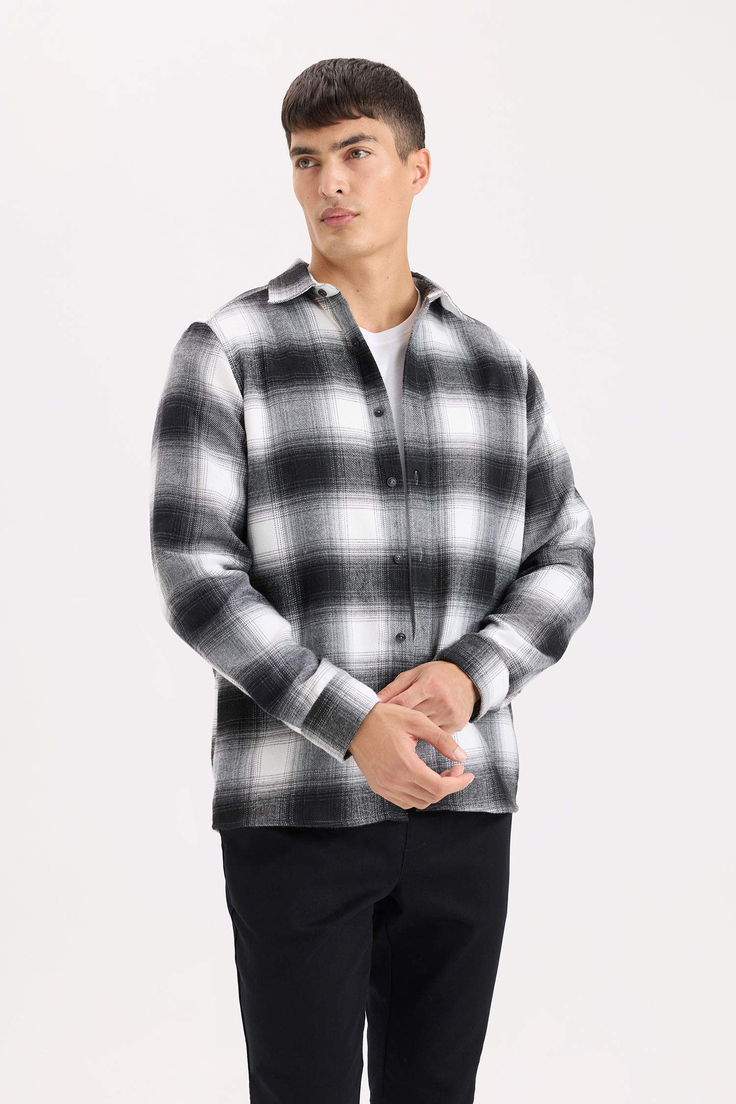 Regular Fit Flannel Long Sleeve Checkered Shirt