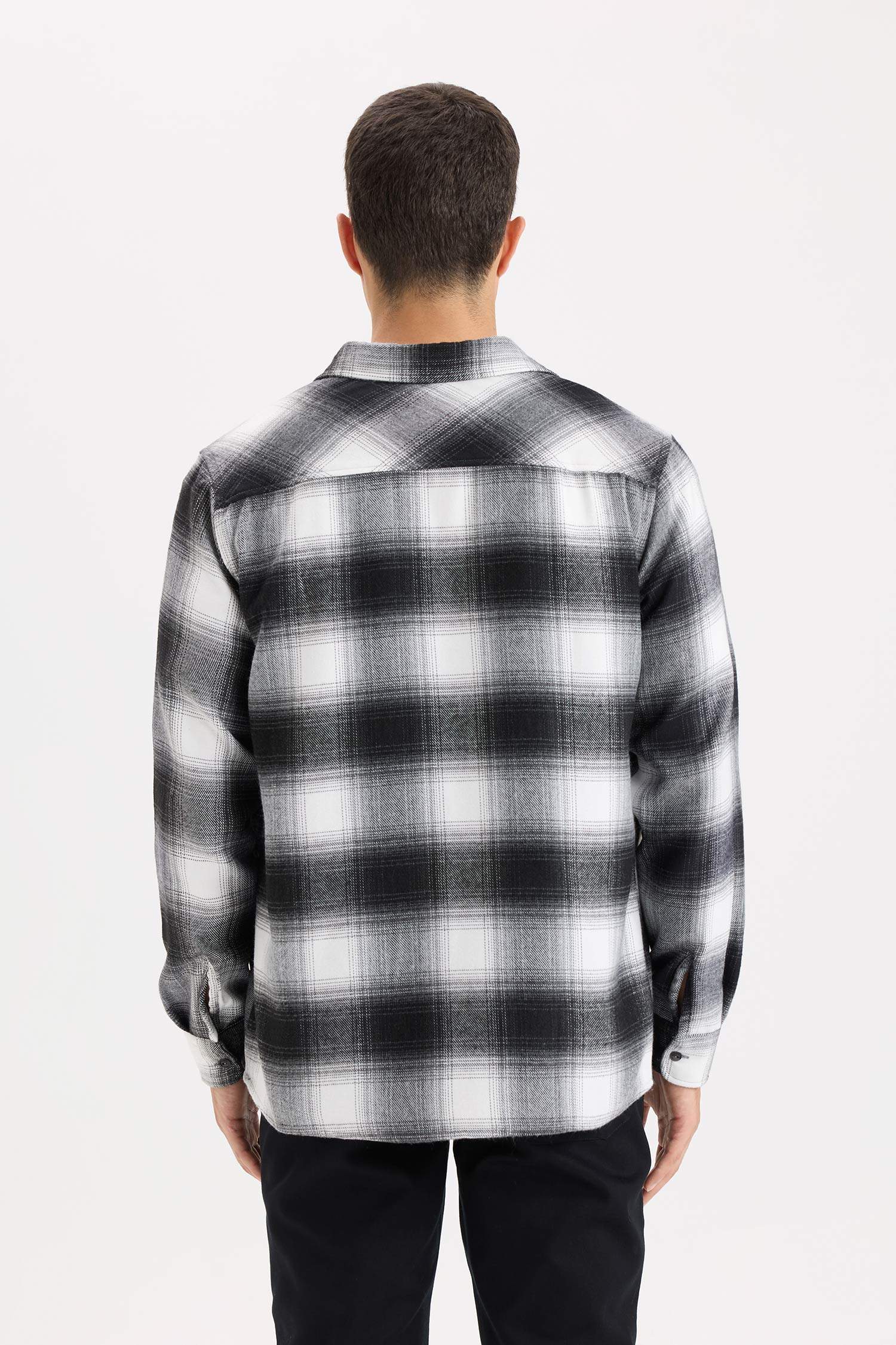 Regular Fit Flannel Long Sleeve Checkered Shirt
