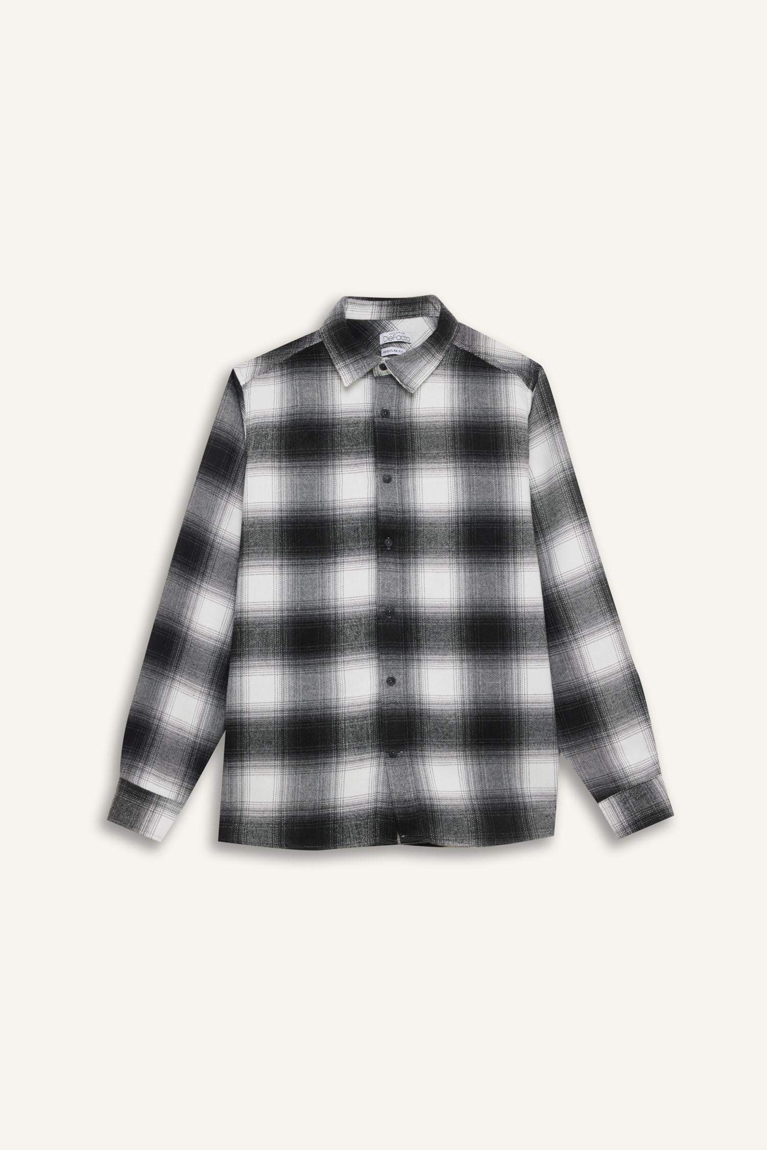 Regular Fit Flannel Long Sleeve Checkered Shirt