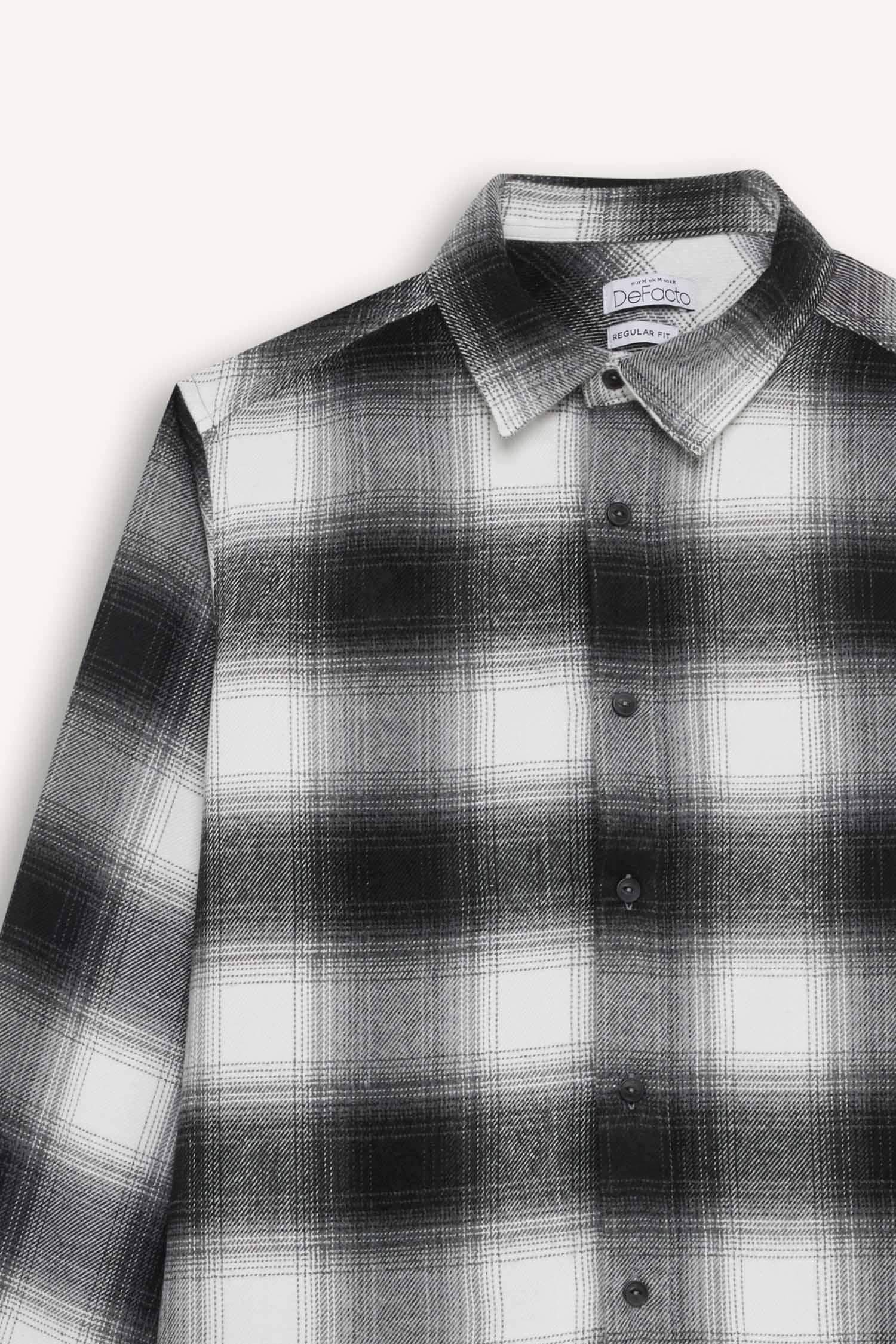 Regular Fit Flannel Long Sleeve Checkered Shirt