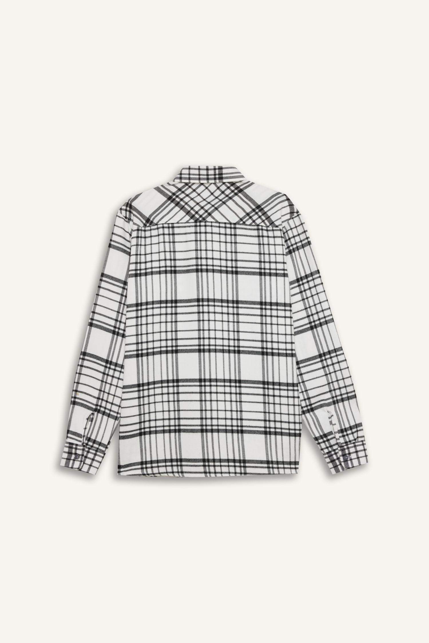 قميص كاروهات ردن طويل قصة عادية برقبة بولو