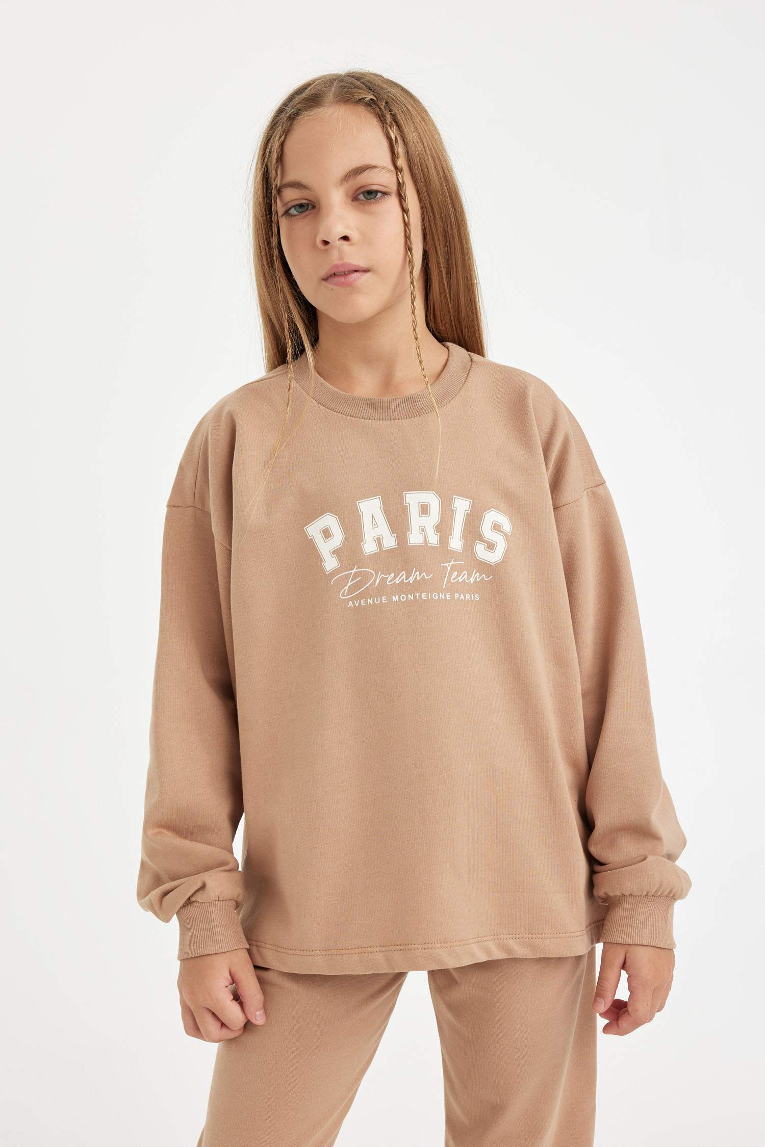 Kız Çocuk Yazı Baskılı Uzun Kollu Üst Uzun Alt Pijama Takımı