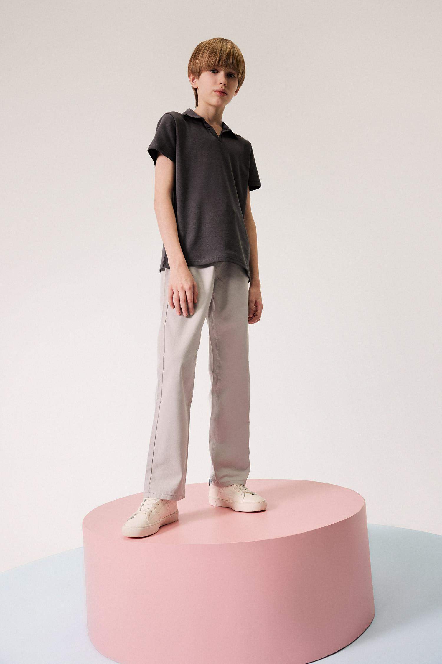 Boy Regular Fit Straight Leg Gabardine Pants