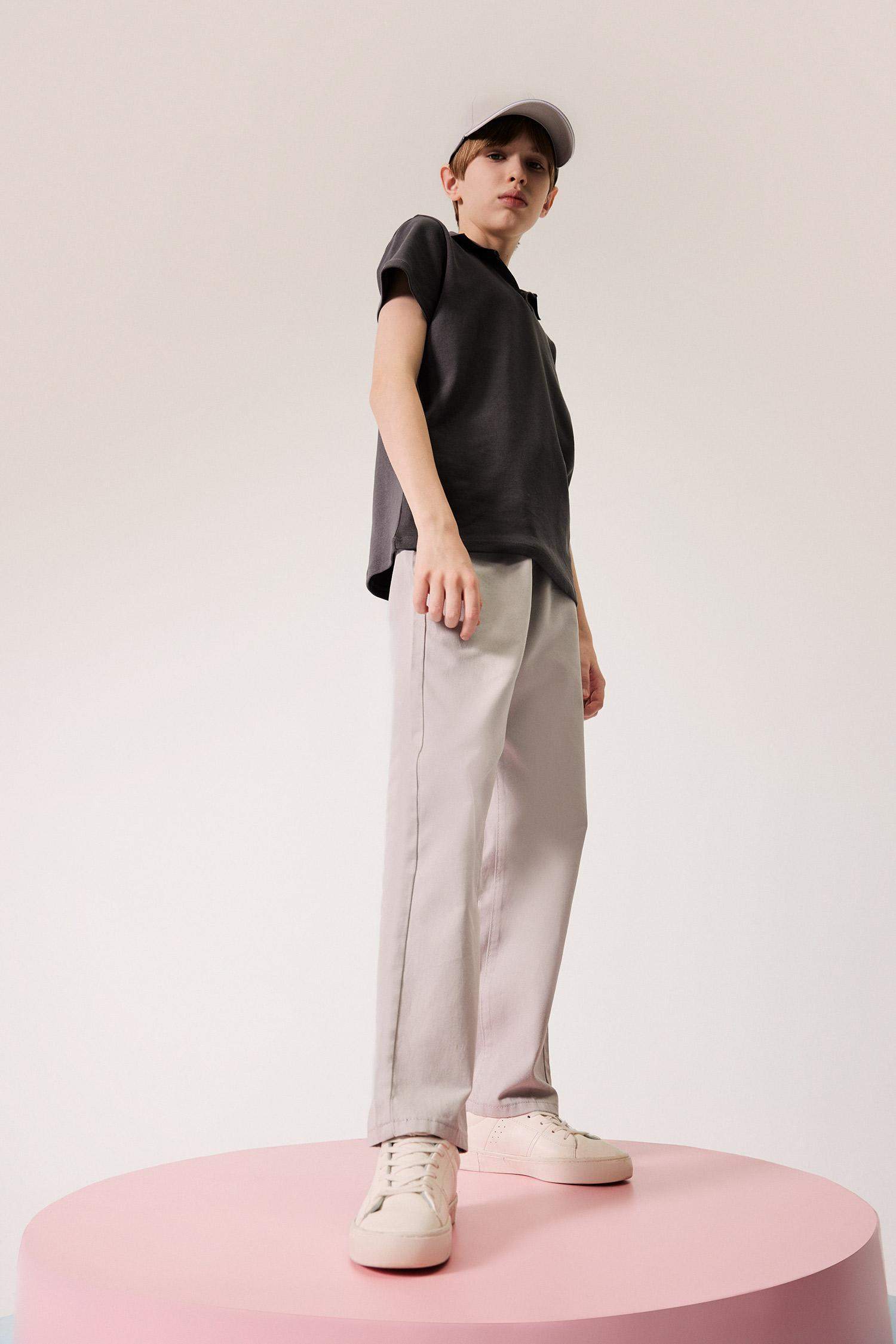 Boy Regular Fit Straight Leg Gabardine Pants