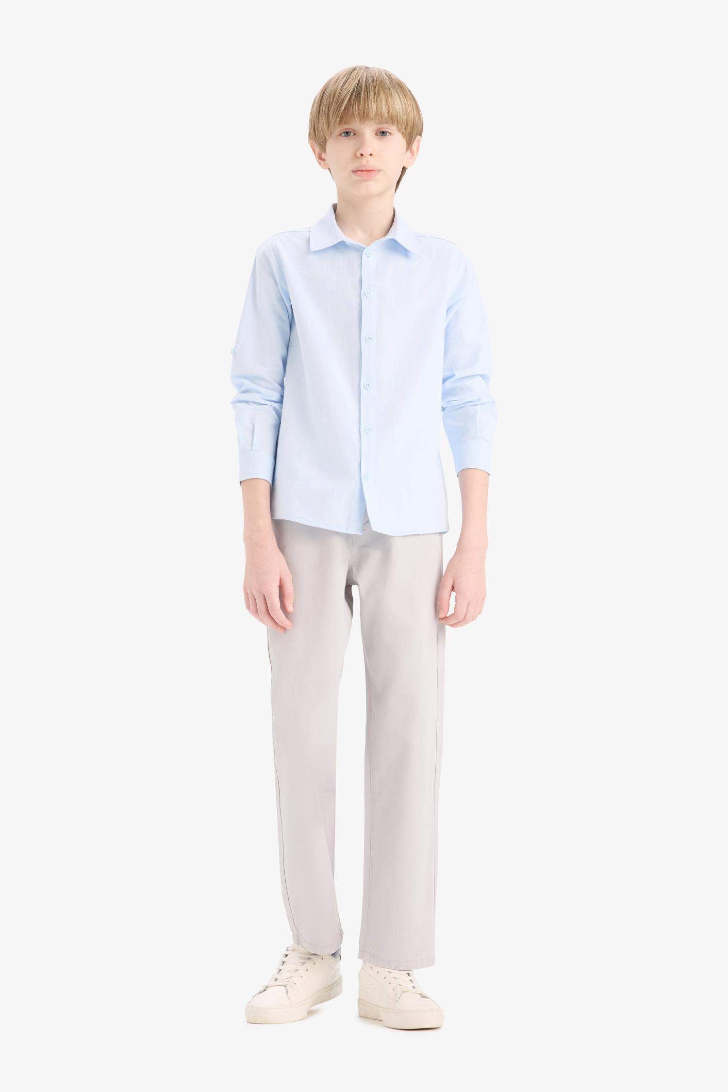Boy Regular Fit Straight Leg Gabardine Pants