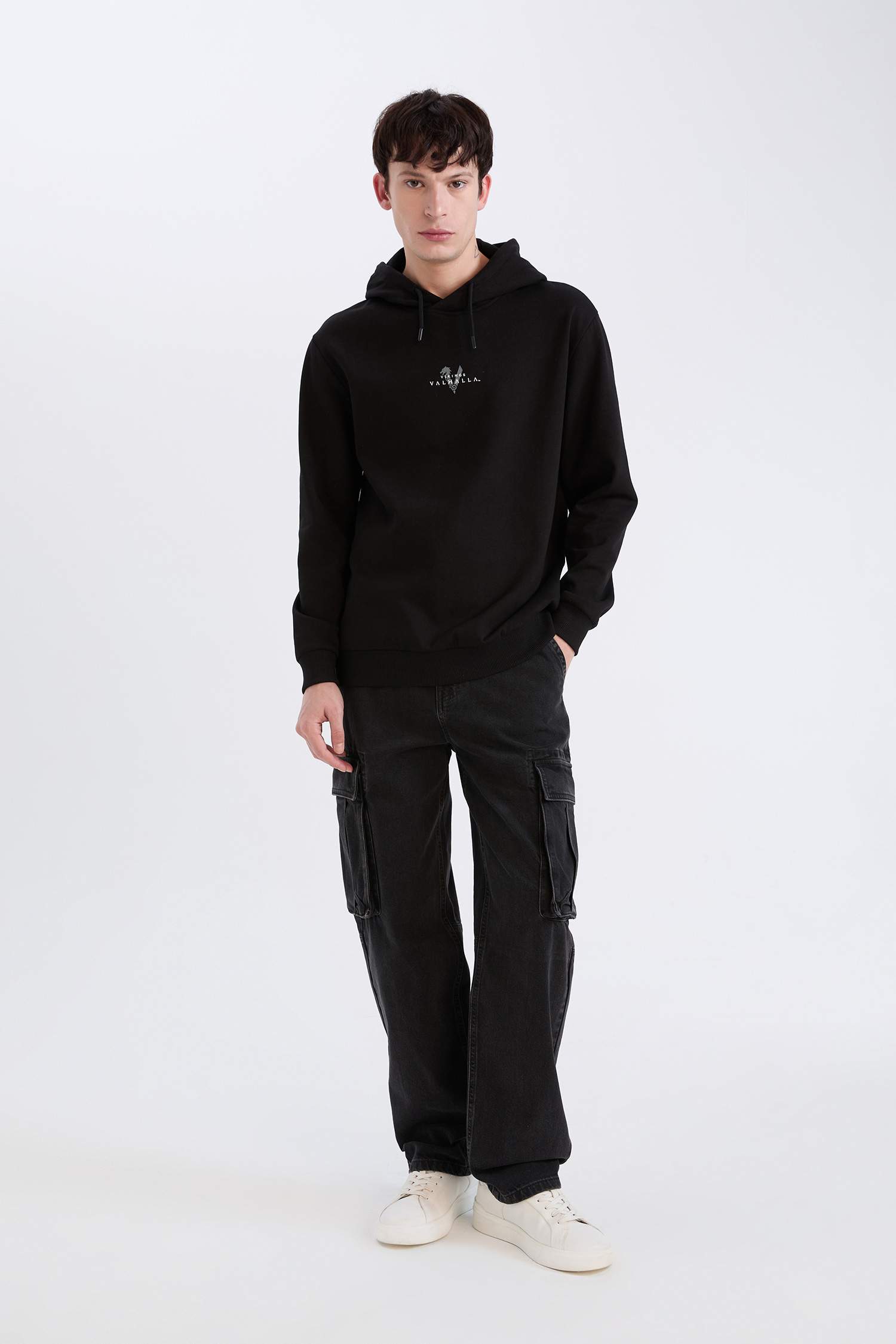 Vikings Valhalla Regular Fit Kapüşonlu Sırt Baskılı Sweatshirt