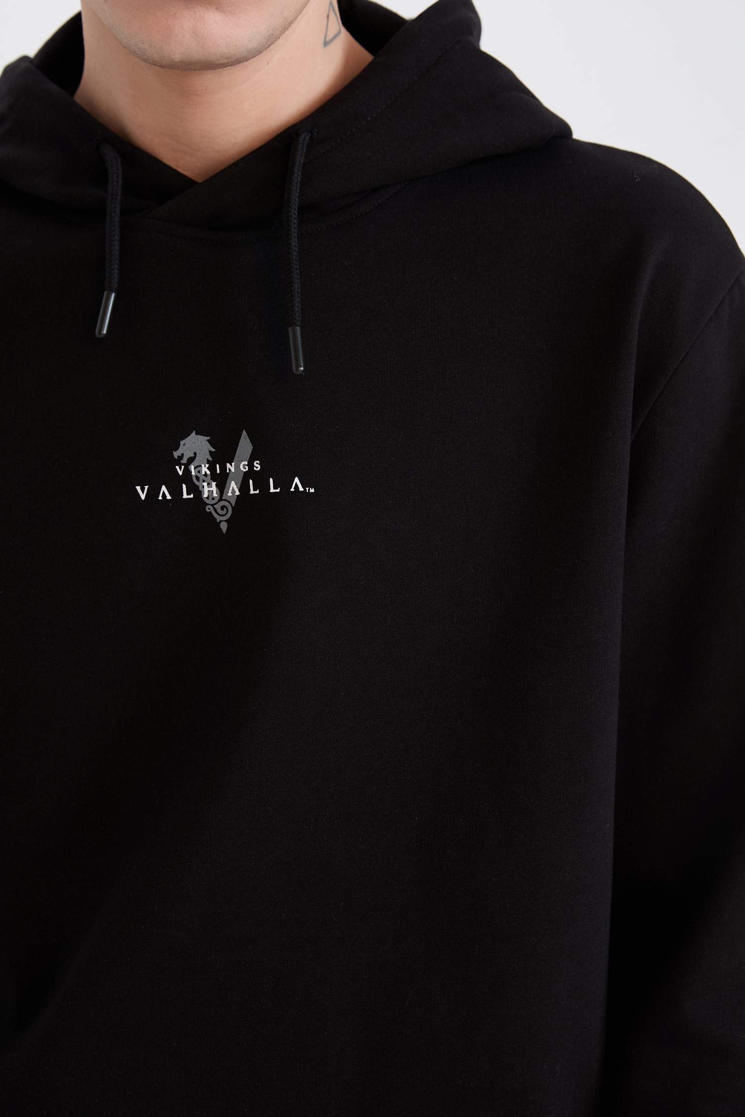 Vikings Valhalla Regular Fit Kapüşonlu Sırt Baskılı Sweatshirt